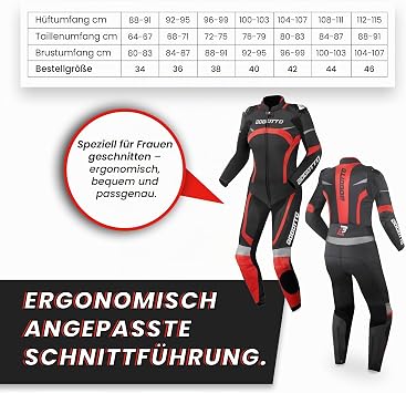 Bogotto Misano 2-Piece Women's Motorcycle Leather Suit Black/Grey 44 Vented