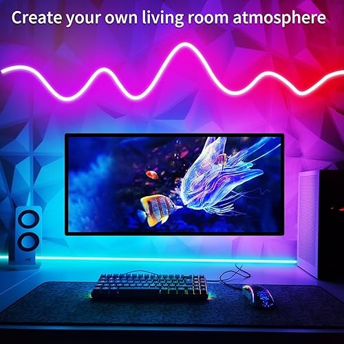 Miniatura 3 de Tira de luces LED de neón de 50 pies con control remoto de aplicación, IP65, impermeable, flexible, luces LED de neón de 24 V RGB para decoración de