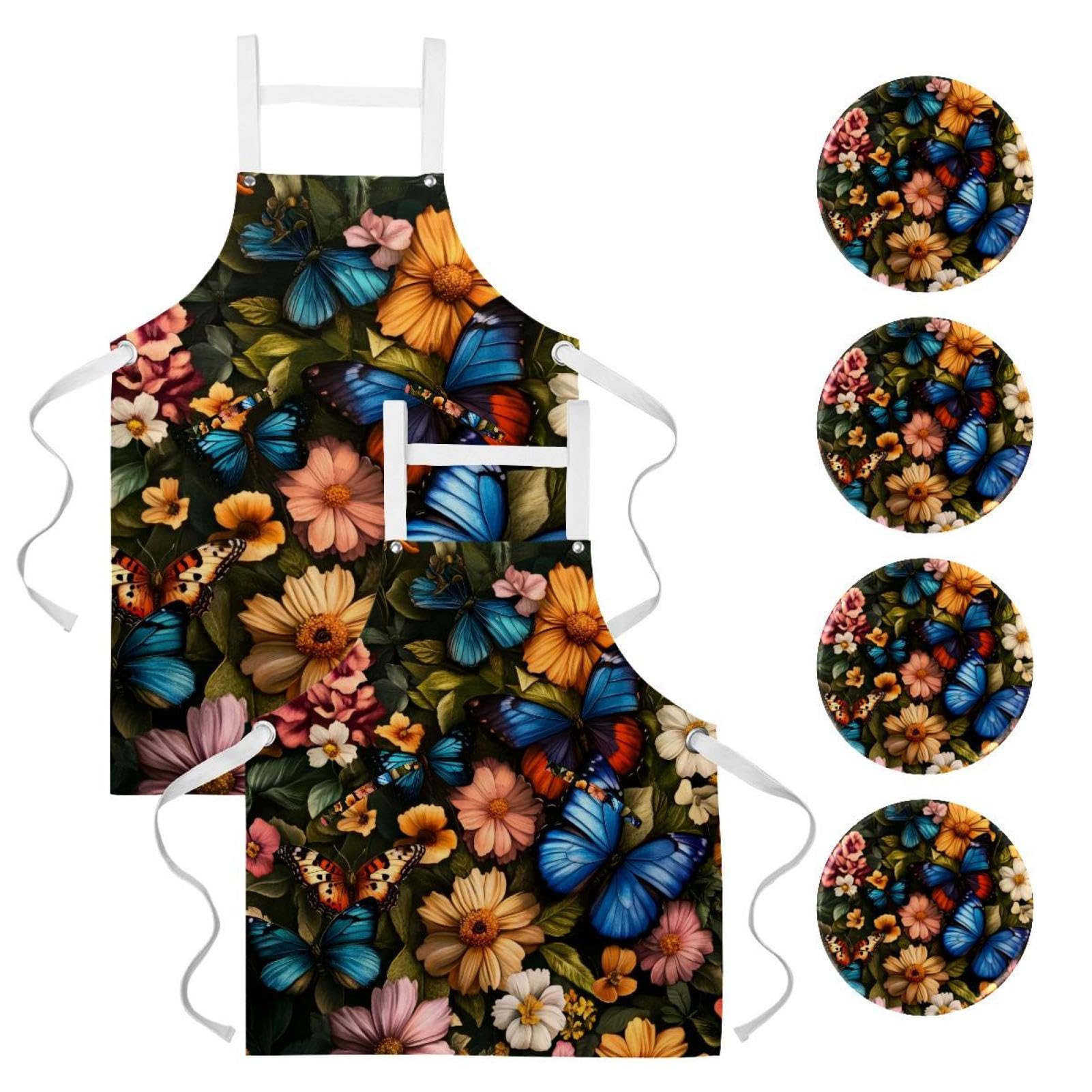Tablier de serveuse raffiné fleurs sauvages pour service de bar - 7