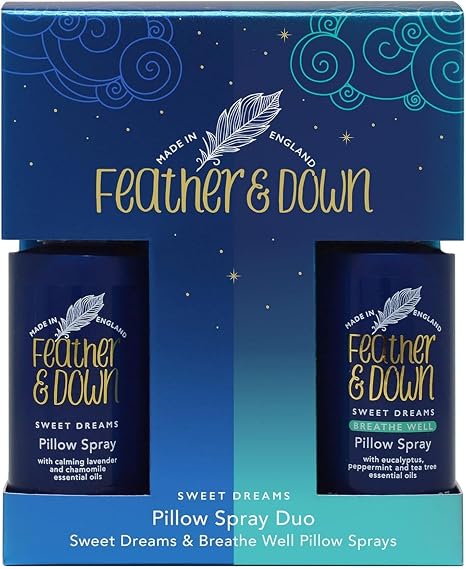 Feather & Down Kopfkissenspray-Duo-Geschenkset (50ml Kopfkissenspray Sweet Dream & 50ml Kopfkissenspray Breathe Well) – Die perfekte Kombination für eine erholsame Nachtruhe. Ohne Tierversuche. Vegan.