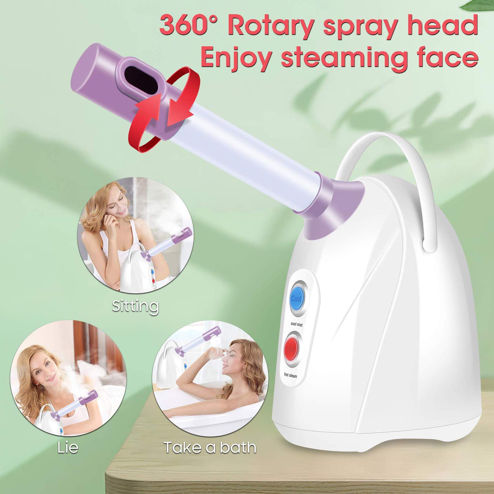Vaporizzatore facciale - Vaporizzatore facciale nano ionico, umidificatore portatile per nebulizzazione per spa e salone di casa, vaporizzatore personale per seni idratanti per la cura della pelle d
