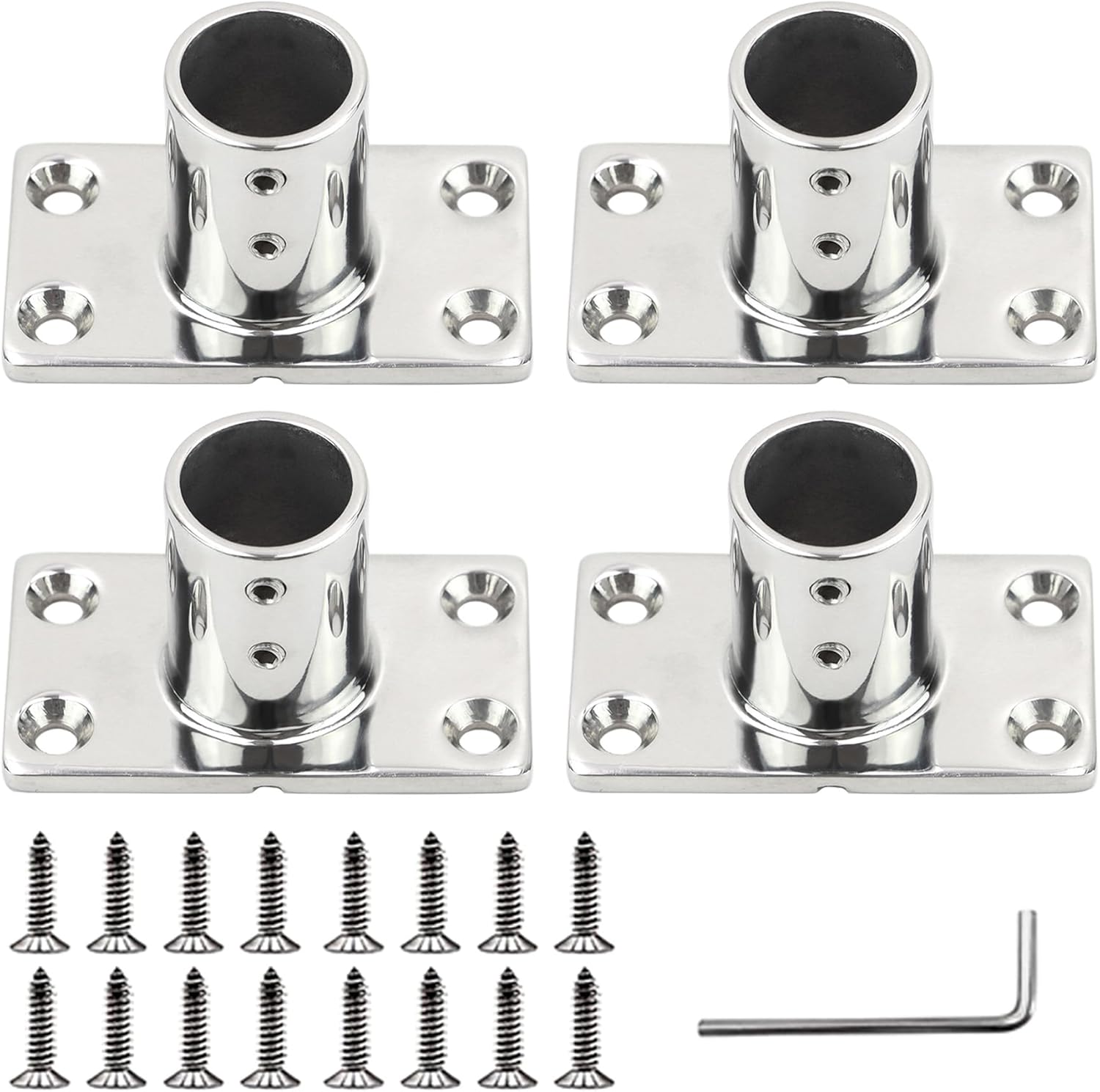 YANYUCB 316 Stainless Steel Rectangular 90° Boat Hand Rail Base,Marine Hardware Boat Handle Railing Fitting Includes Installation Accessories(1 inch)