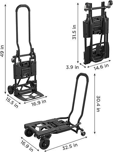 Miniatura 4 de COSCO 12223BLK1E - Correas de movimiento plegables 2 en 1 para carretilla de mano, carrito y hombro, correa de elevación para 2 mudanzas, mover,