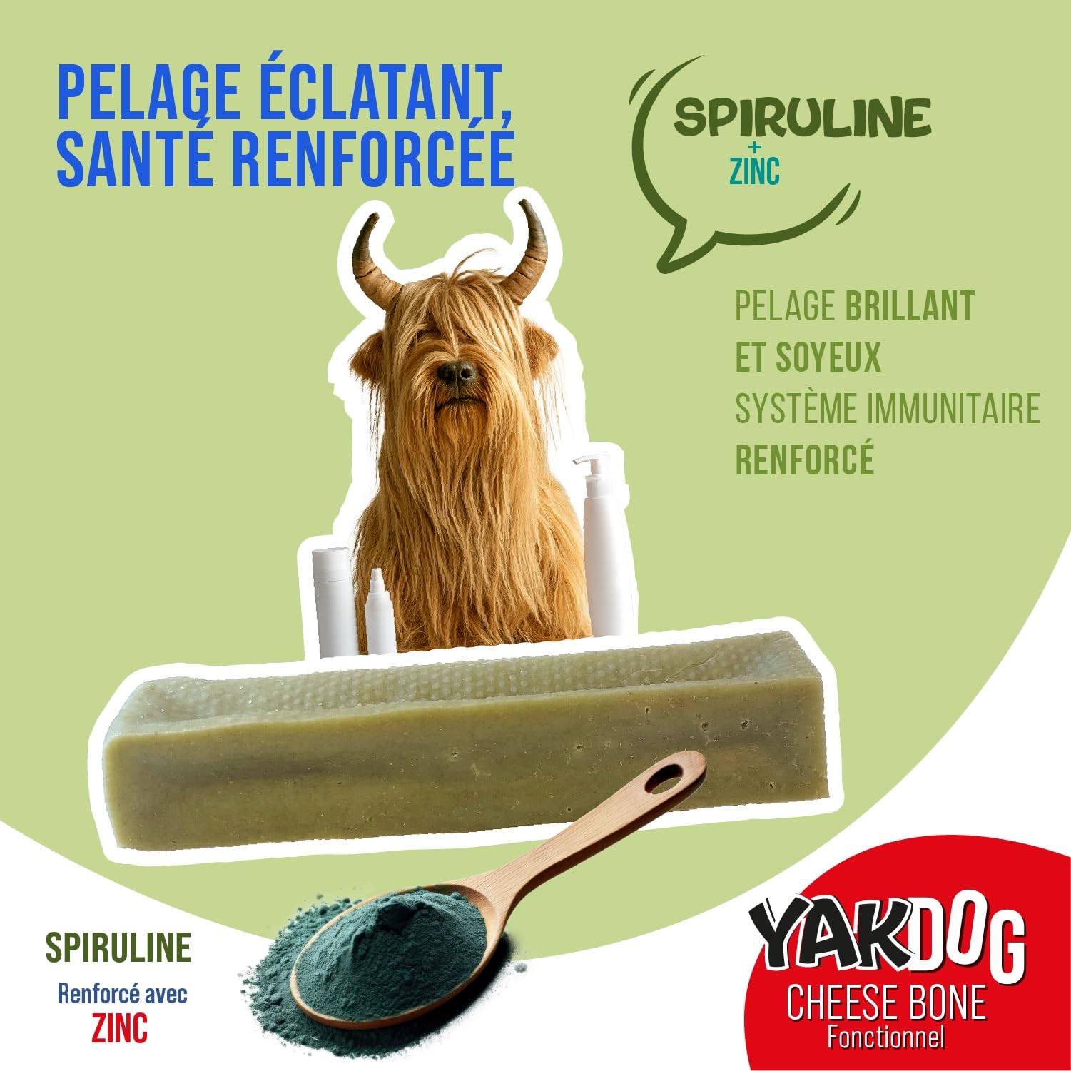 SANTÉ+ - Bâtonnets Au Fromage pour Chien - avec Spiruline - Peau, Pelage & Immunité - sans Gluten - Riche en Protéines & Calcium - Friandises Longue Durée - Recette Himalayenne - Belgique - XS