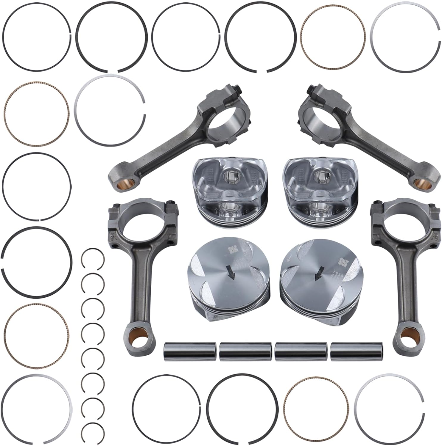 MUCO 4PCS Connecting Rods &Pistons Kits 12646457 12578324 Compatible with Lacrosse Regal Chevy Cobalt Equinox HHR GM Terrain G5 G6 Saturn 2.4L 2006-2016 Connecting Rod Piston Kit