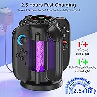 Vista 2 de Switch-2-Joycon-Charger - Base de carga para Nintendo Switch 2 JoyCon 2025, luz LED magnética y de burbujas, estación de carga rápida para Nintendo