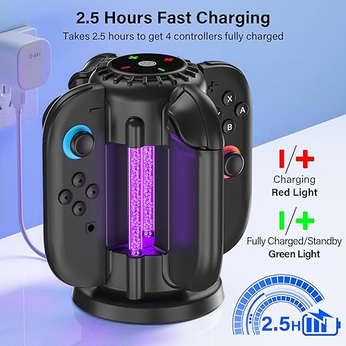 Miniatura 2 de Switch-2-Joycon-Charger - Base de carga para Nintendo Switch 2 JoyCon 2025, luz LED magnética y de burbujas, estación de carga rápida para Nintendo