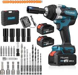 Cordless Impact Wrench, 740Ft-lbs (1000N.m) Electric Impact Gun driver, with 4-Mode Speed, 2 Battery & Charger, 5 Sockets 8 Drill 6 Screws, Power Impact Wrench Set for Car Home/Truck RV/Mower