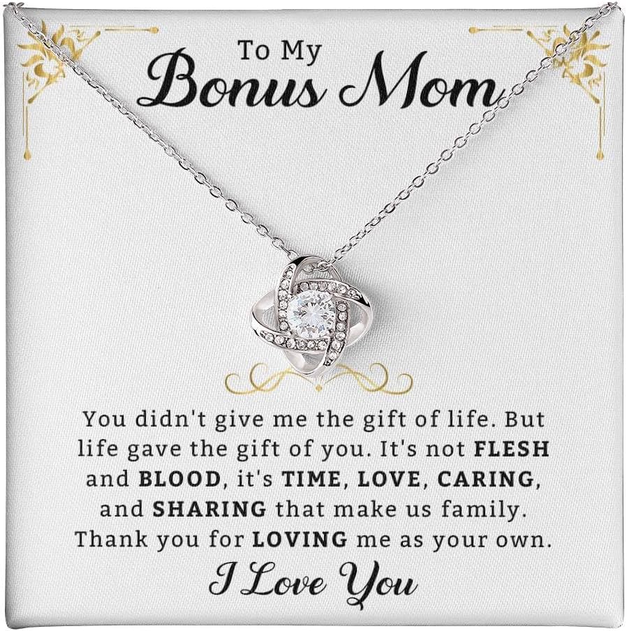Bonus Mom Gifts from Daughter, Christmas Gifts For Stepmom, 925 Sterling Silver Necklace, Bonus Mom Necklace, Mother in Law Gifts, Birthday Jewelry Adoption Gifts