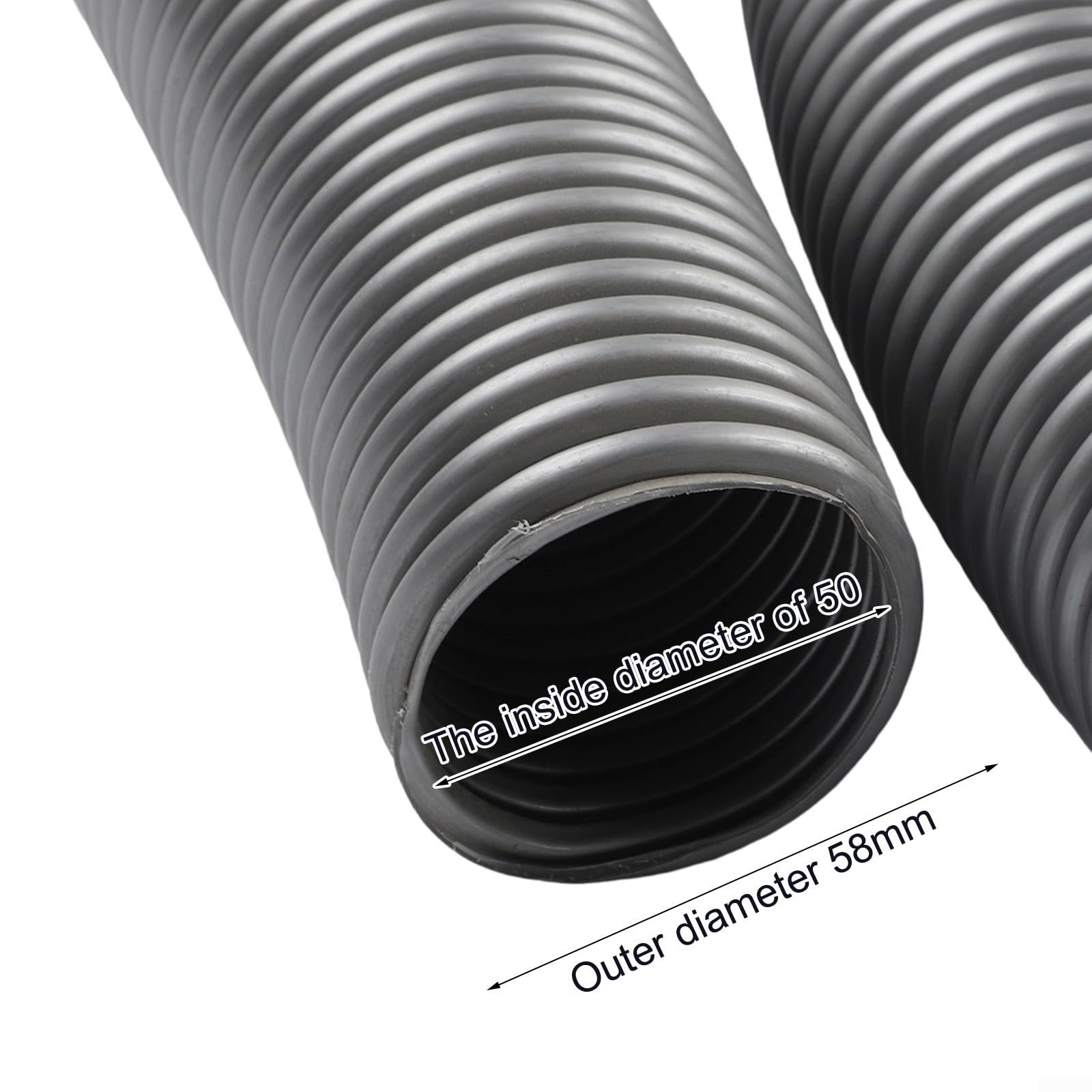 Besttoolifes Tubo flessibile di prolunga per aspirapolvere, resistente, diametro 50 mm, tubo filettato grigio, tubo di ricambio industriale resistente, lunghezza 3/4 metri (3 metri)