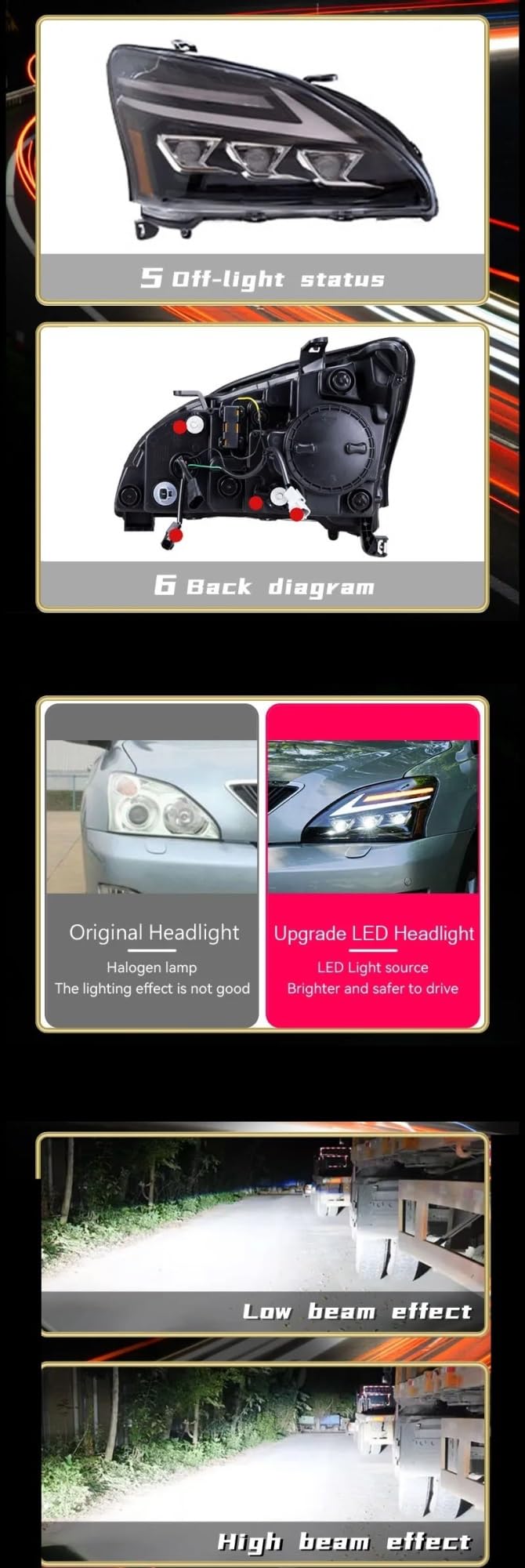 Gruppo Faro per Auto Lexus 2004-2008 RX270 RX350 RX330 Luci Anteriori DRL Faro HID Lente proiettore Refit Strumento Auto Fari per Auto