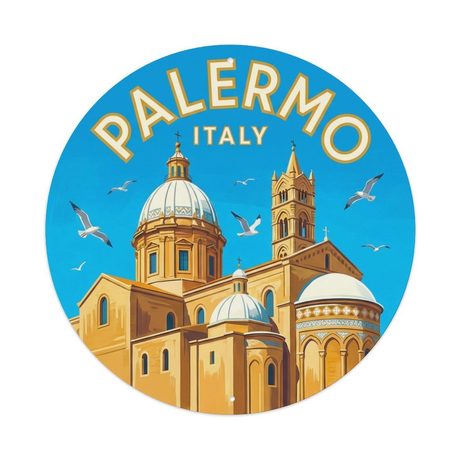 Metal Tin Sign Italy Retro Travel Palermo