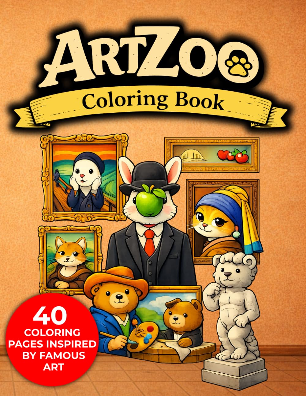 ArtZoo – Coloring Book: 40 Bold & Easy Animal Masterpieces Inspired by Famous Art (Ages 3–6)