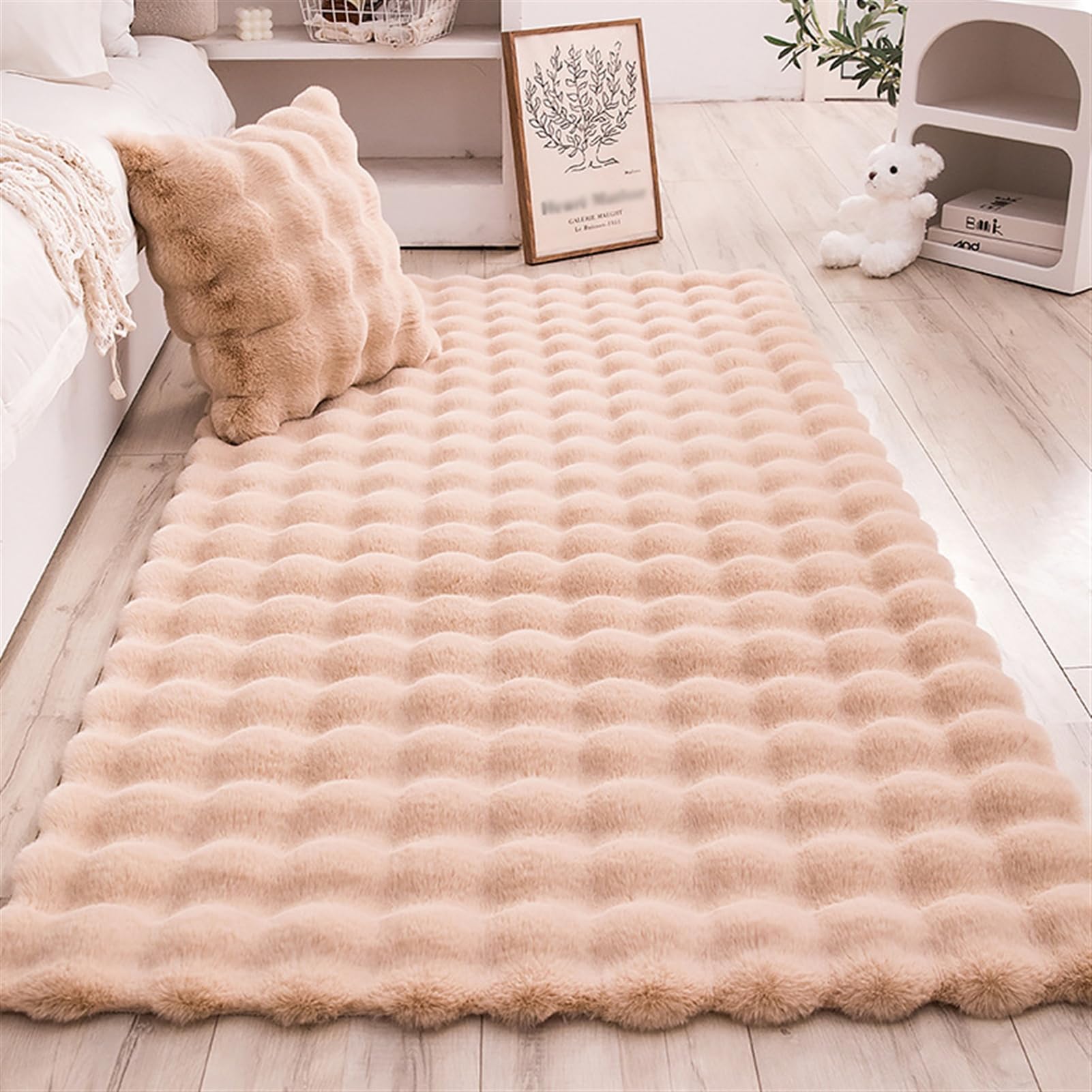 Large Modern Area Rug for Living Room Bedroom, Super Soft Shaggy Carpets Bubble Rug, Fluffy Plush Fuzzy Rug Soft Plush Rugs for Home Decor Orange 4x6 Feet