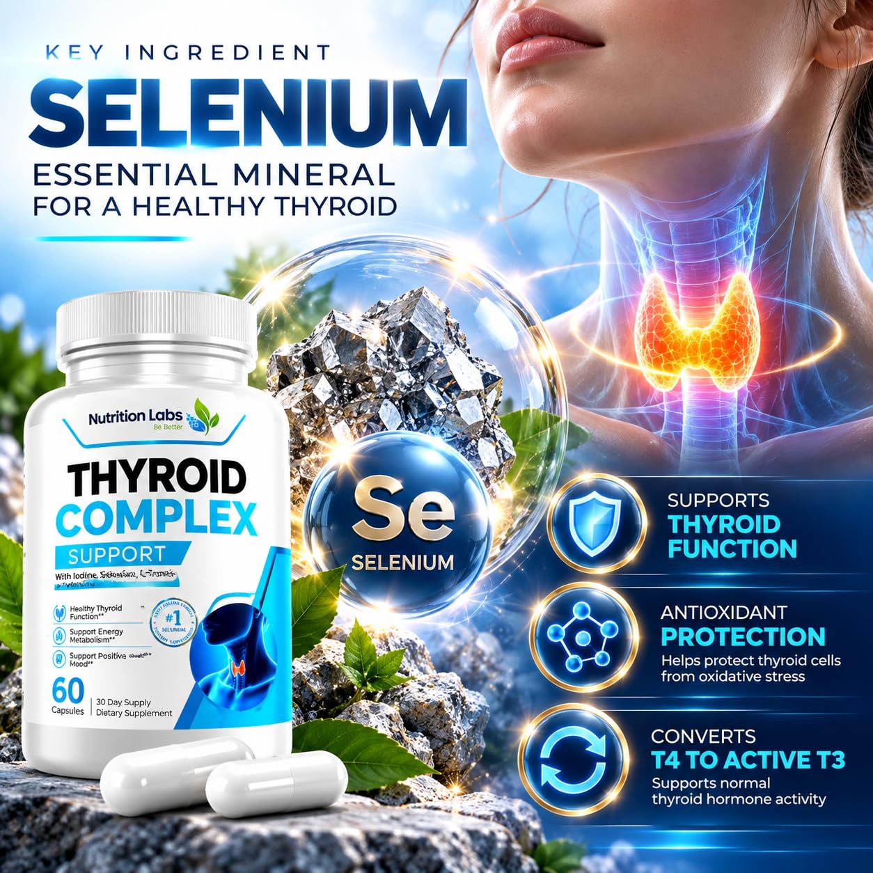 Thyroid Support Supplement for Women & Men, Zinc Iodine & Selenium Supplement | Supports healthy thyroid function, Energy production, Metabolism & daily wellness with essential nutrients. — Amazon image 4