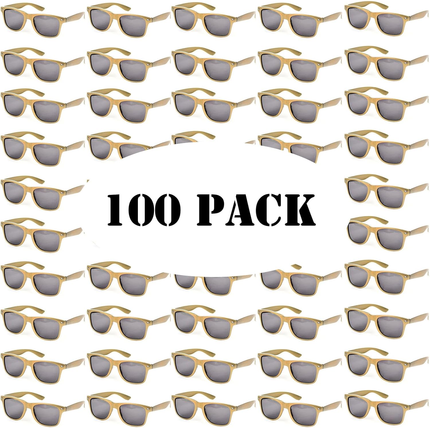50/100 Pack Bulk Sunglasses for Adult Retro 70s 90s Cheap Glasses UV400 Protection (100Gold)