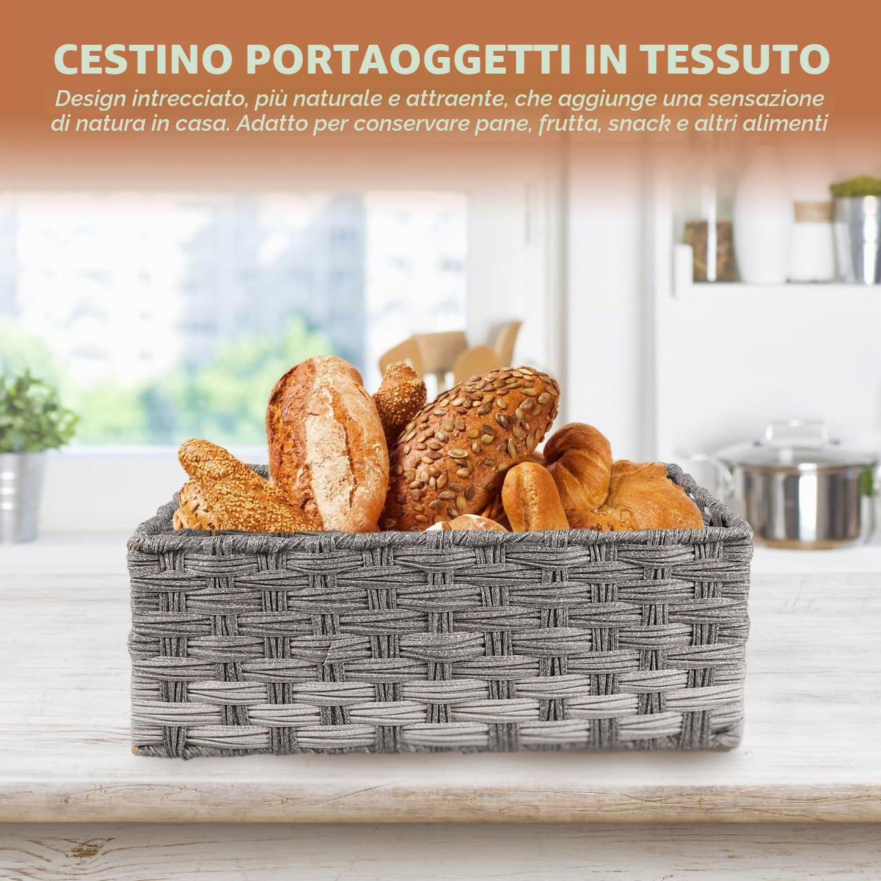 MAGICLULU Cesta Decorativa Multi-funzionale Rattan Imitazione Organizer Da Scrivania Per Casa E Ufficio Portaoggetti Pratico E Resistente Design Elegante Per Interni Per Stoccaggio E Decorazione