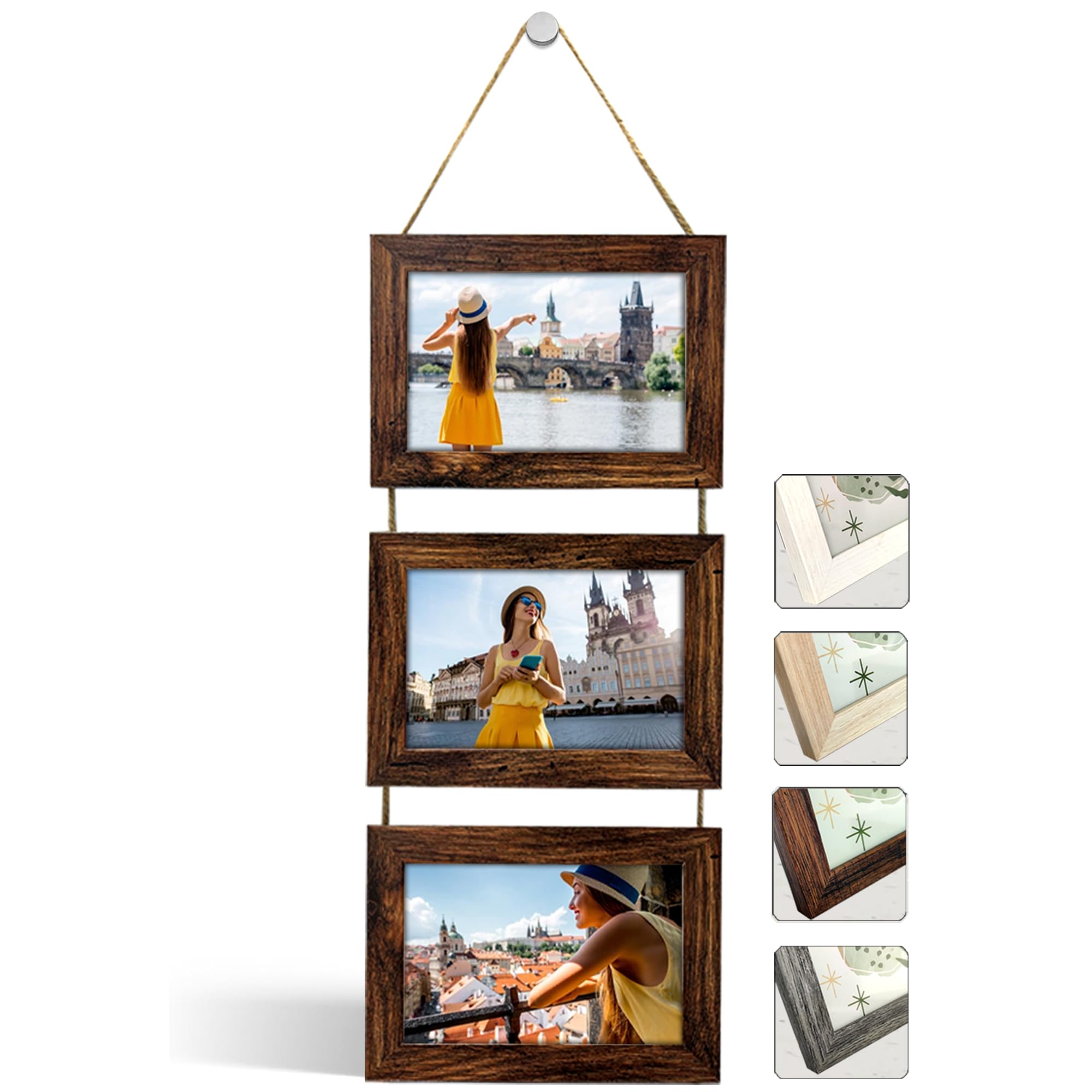 Lot De 2 Cadres Photo En Bois Rétro Marron 8.5x11 Pouces - Avec Support, Pour Certificats, Portraits Et Tableaux