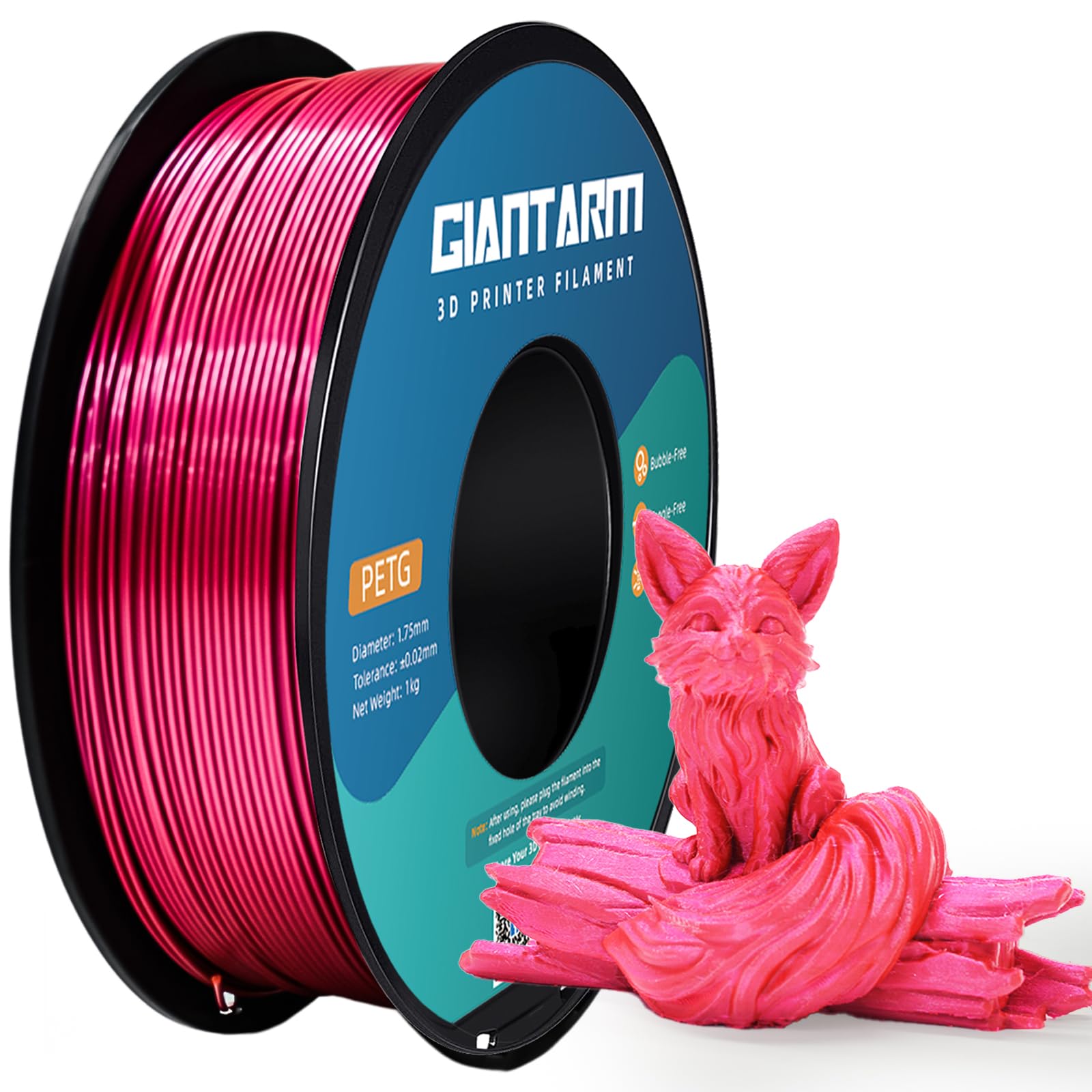 GIANTARM PETG Filamento 1,75 mm metallo rosa per stampante 3D bobina da 1 kg, PETG precisione dimensionale +/- 0,03 mm