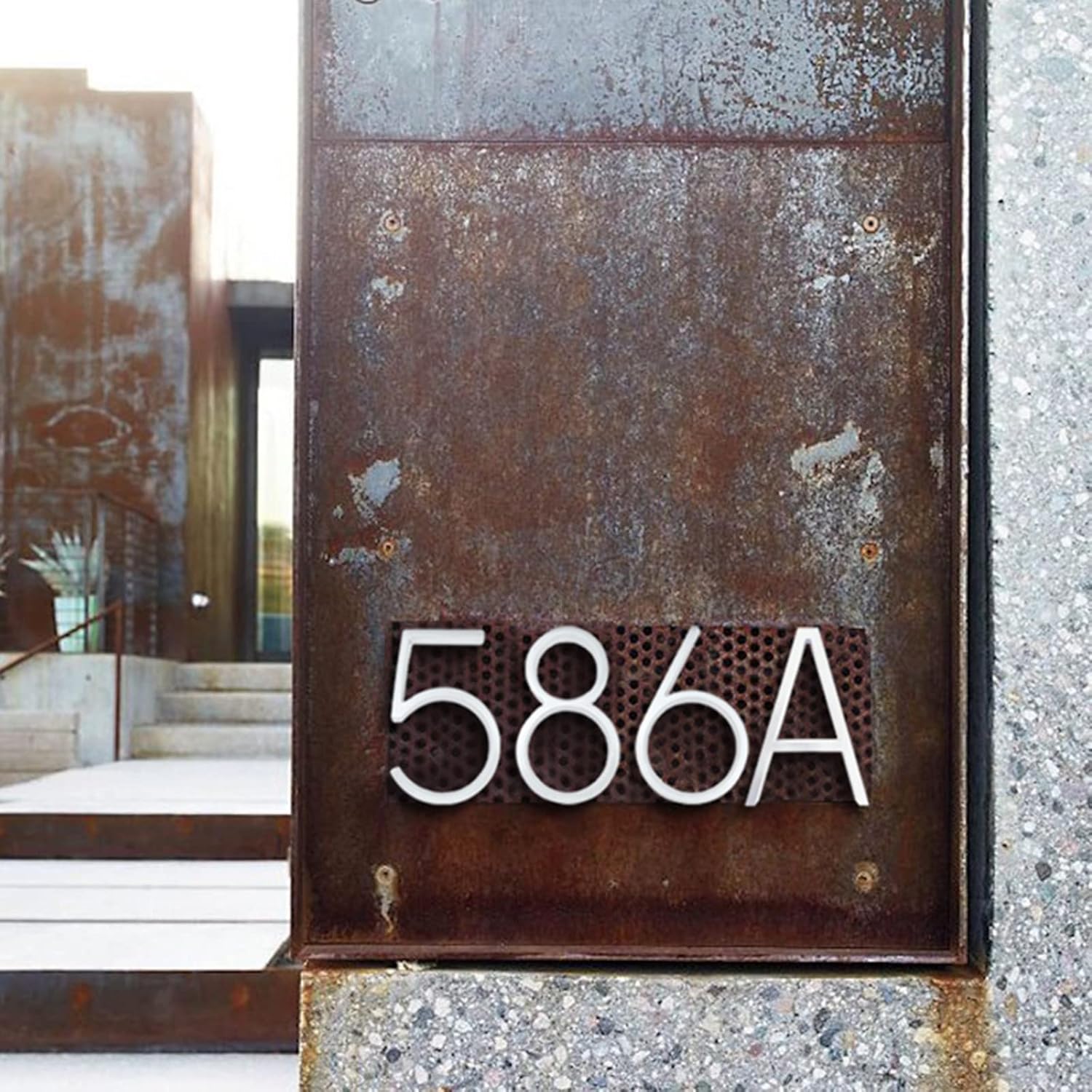 3D Floating House Plaque Numbers 5 Inch Silver Satin Nickel Sign #0-9 Alphabet Letters ABC Dash Slash Signage Home Exterior Door Outdoor Address Plate, Zinc Alloy Electroplated, Screw Mounted (A)