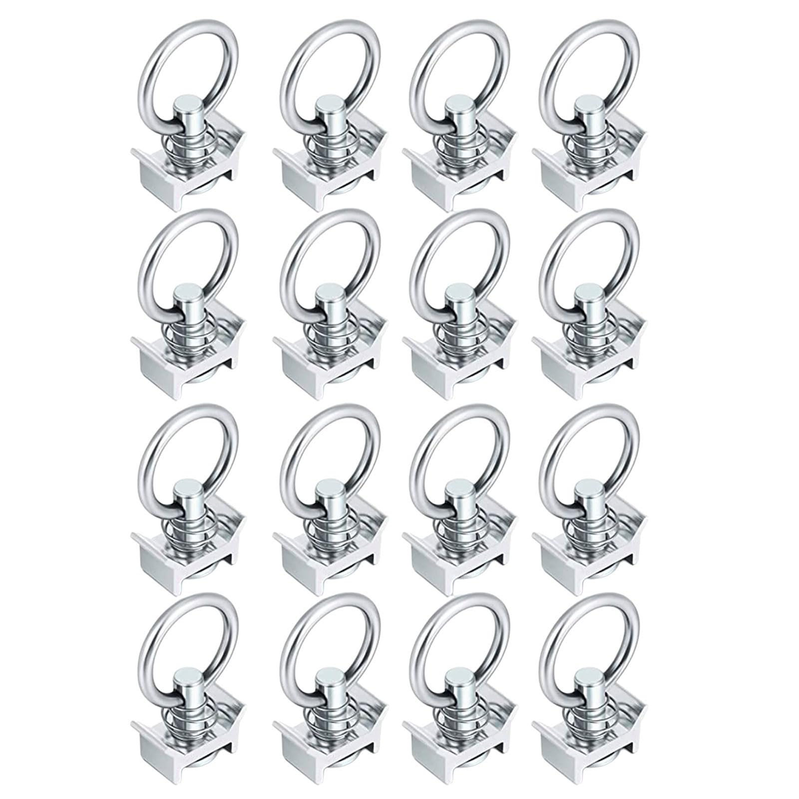 Lot de 16 raccords simples en L avec anneaux ronds en acier inoxydable pour commandes de chargement de remorque, raccords d'arrimage simples en L