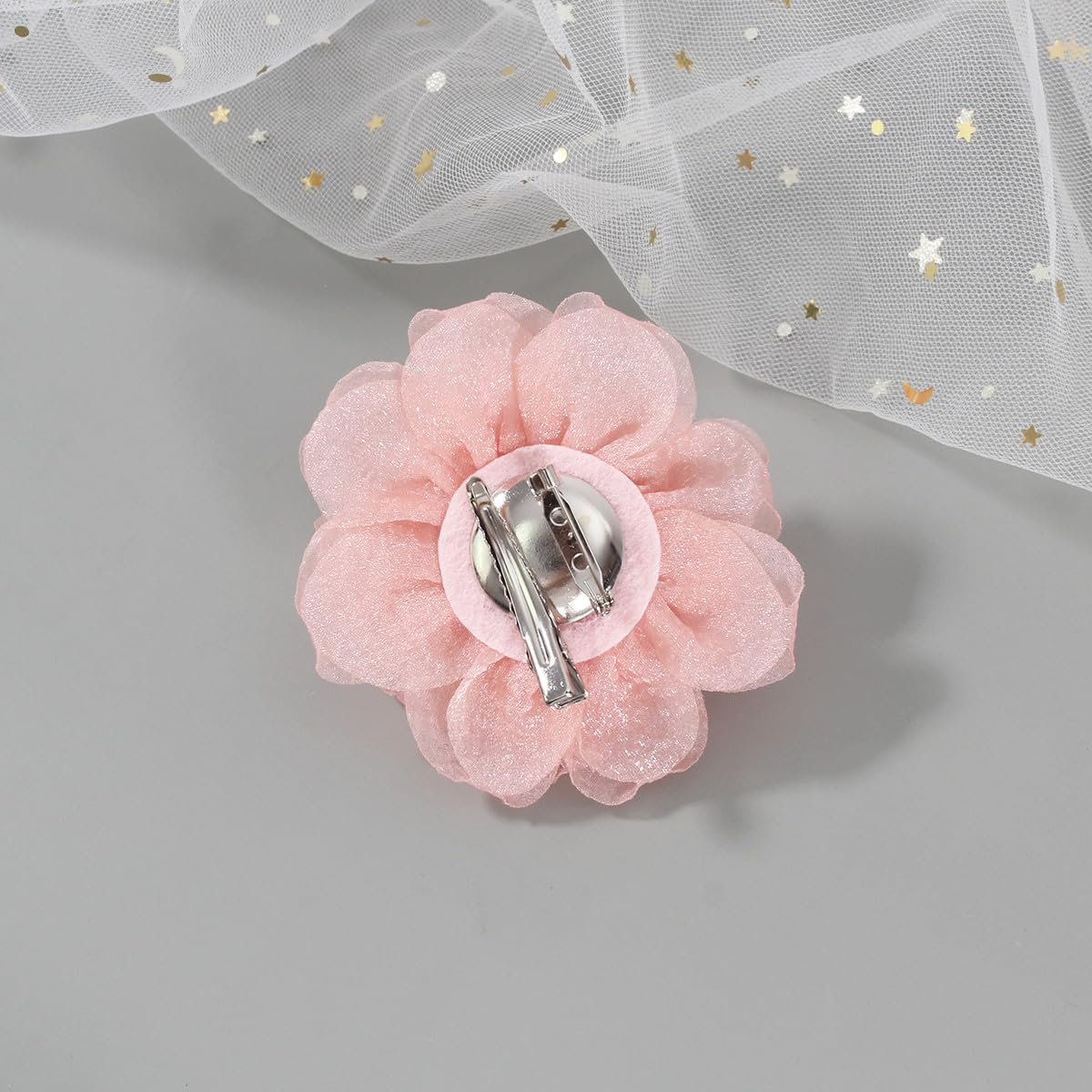 Elegant Pink Lace Brooch Lacy Flower Alligator Hair Pins with Beads – Shop Elegant  main image 2