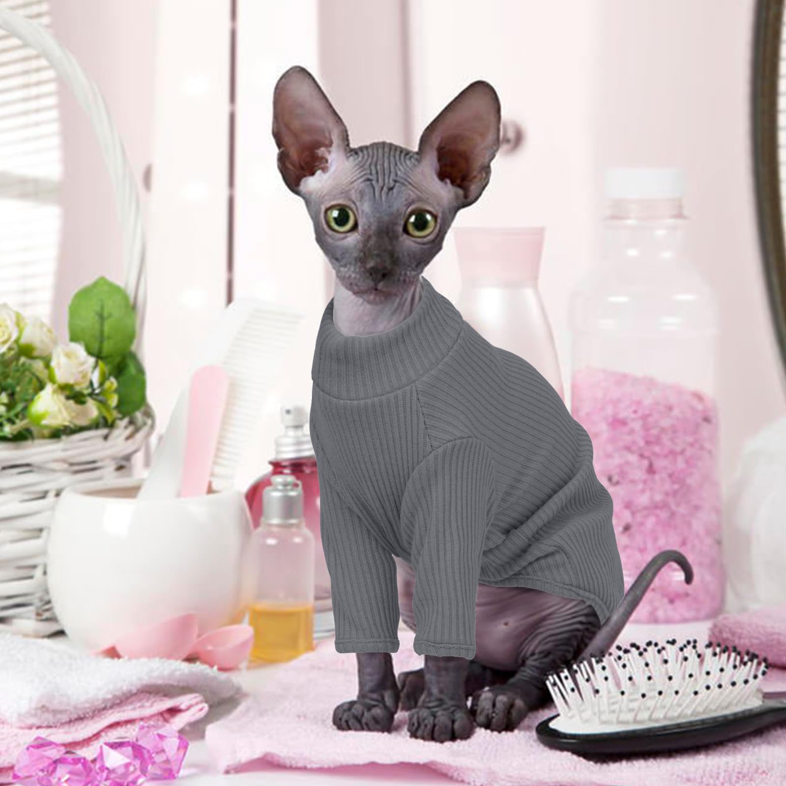 Cat Clothes, Sphynx Cat Clothing, Sphynx Cat Jumper, Cat Clothes For Cats Only, Hairless Cat Jumper, Breathable Cat Pyjamas, Warm Cat Coat, Cat Sweater, Cat Vest For Sphynx, Devon Rex-M — view 7
