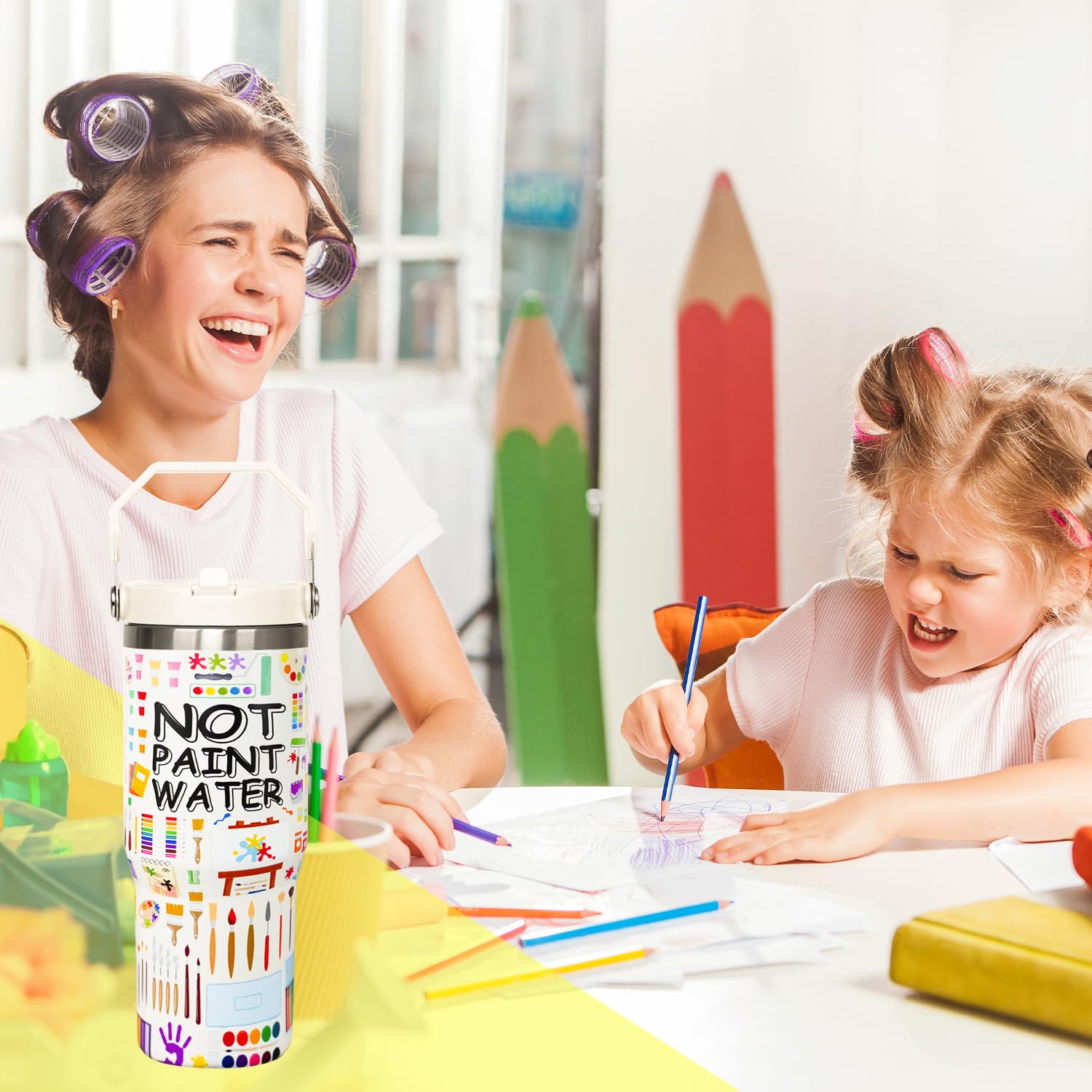 Art Teacher Gifts 30 Oz Art Teachers Insulated Tumbler Cup Teacher Appreciation Gifts For Women Men Travel Mug With Straw And Handle