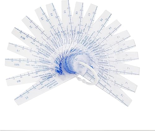 Medidor plástico de 0.002 in a 0.079 in de medición de espacio métrico hoja 19 hojas