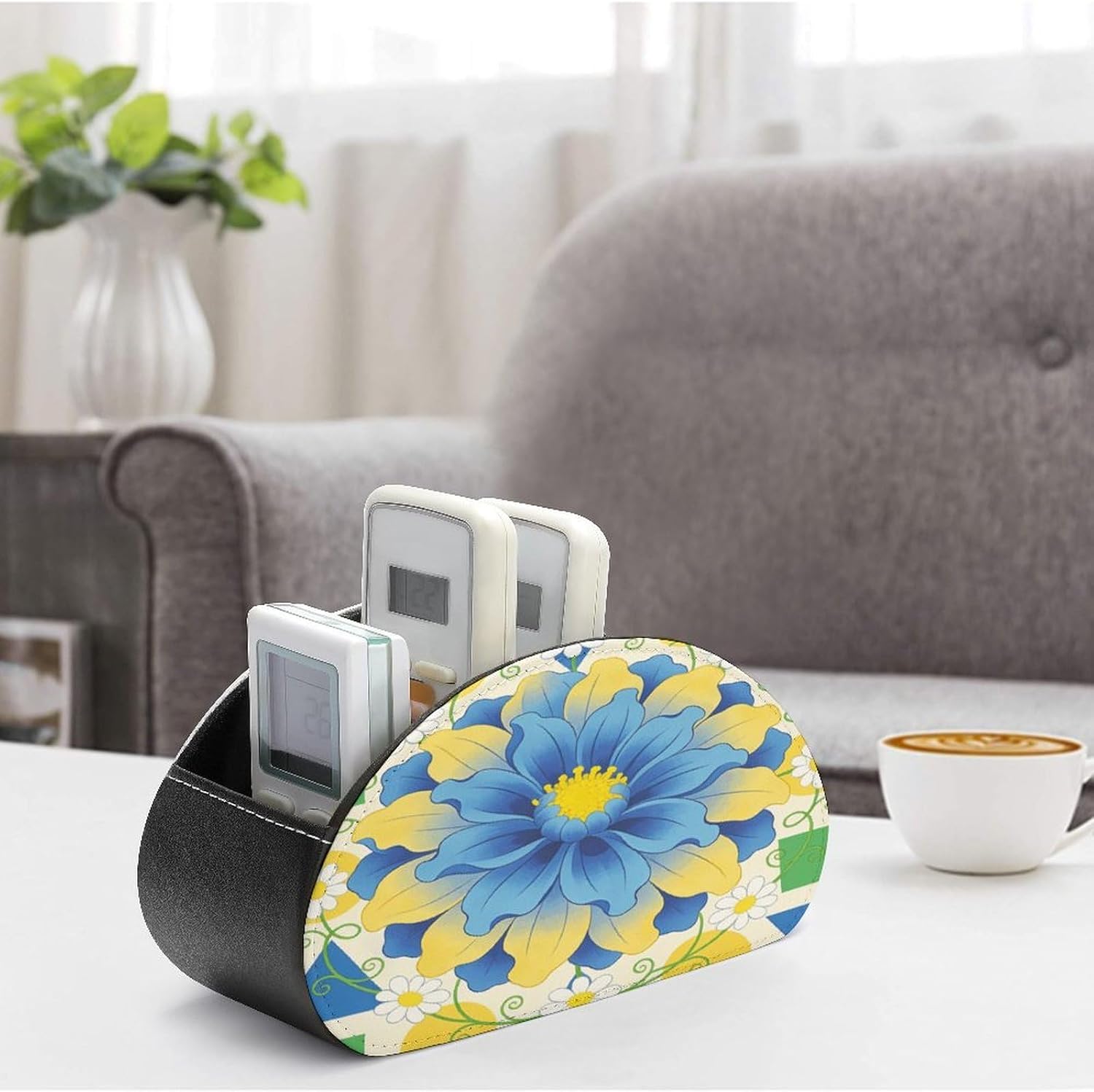 Personalized PU Leather Remote Control Holder with 5 Compartments image 4