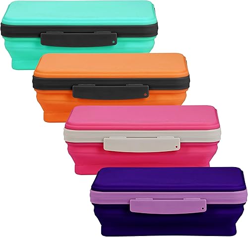 It's Academic Flexi - Caja de almacenamiento con tapa, diseño plegable para manualidades y suministros escolares, paquete de 4, surtido