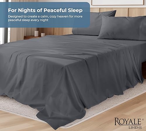 Miniatura 7 de ROYALE LINENS Juego de sábanas tamaño King 100% algodón orgánico, tejido percal, 4 piezas, 1 encimera, 1 sábana bajera de bolsillo profundo y 2