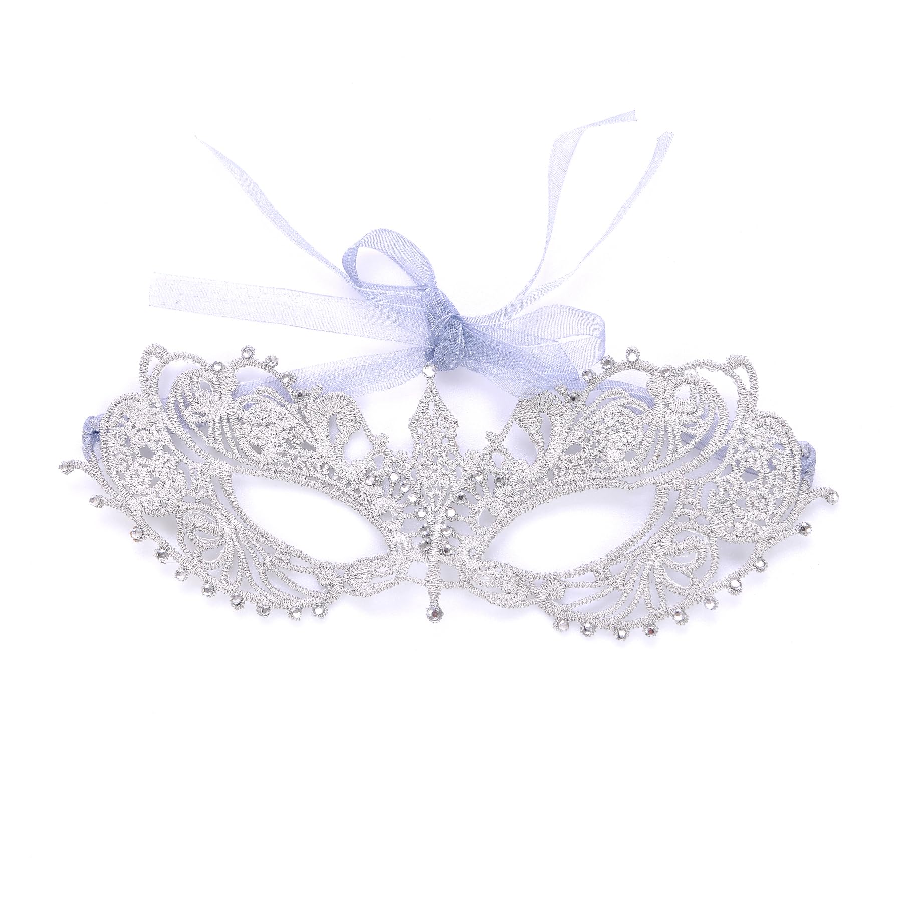 Liatunou Women's Masquerade Mask Lace Eye Mask for Ball Proms and Party (Silver)
