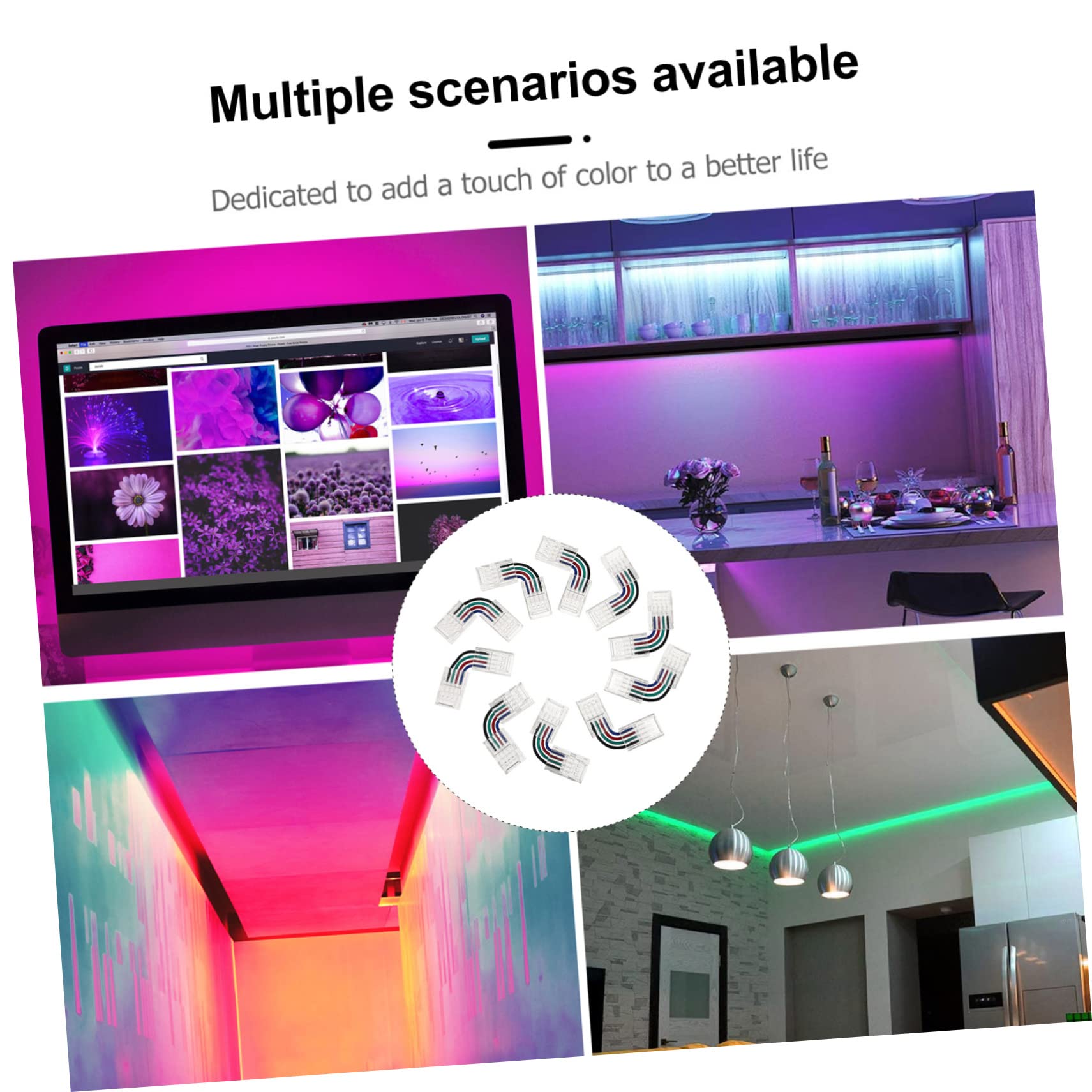 Amosfun 4 Sätze -anschlüsse Für Streifenlichter Lötfrei Leicht Kompakt Für 5050 Smd Rgb- -streifen 10 Stück * 4