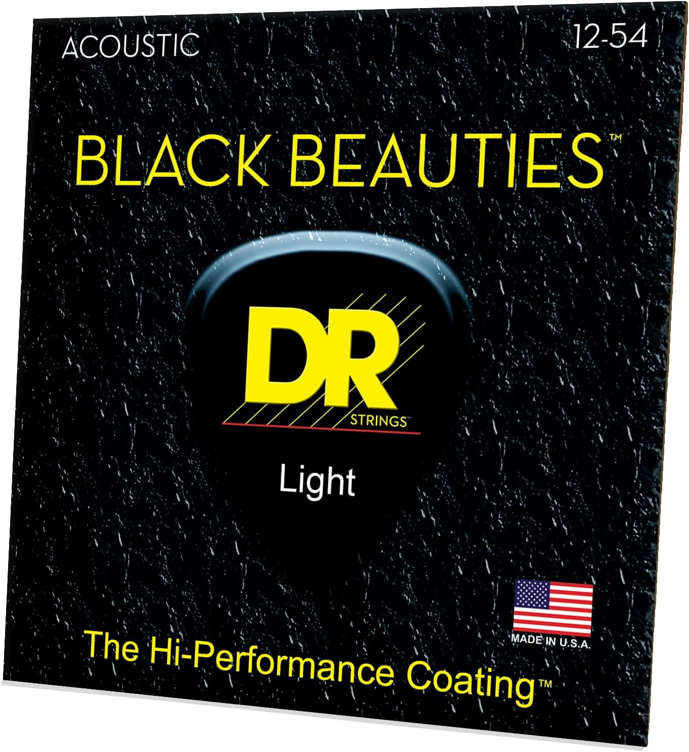 DR Strings Acoustic Guitar Strings, Black Beauties - Black Coated, 12-54