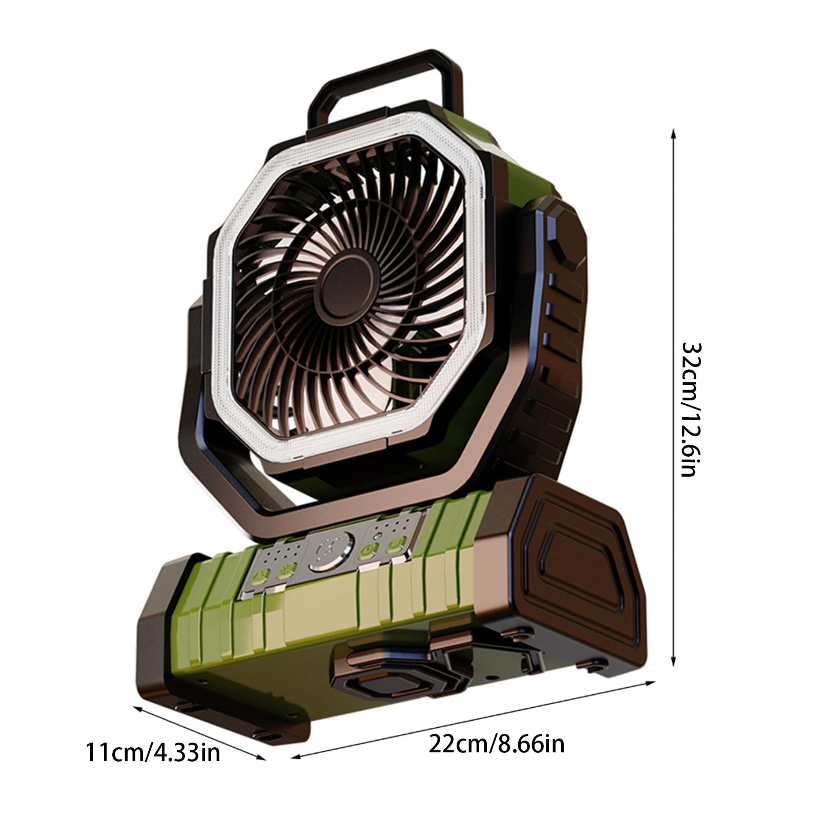 Ventilatore per tenda con luce a LED, alimentato a batteria, ricaricabile tramite USB, 20000 mAh, potente per campeggio e interruzioni di corrente, ventilatore ricaricabile
