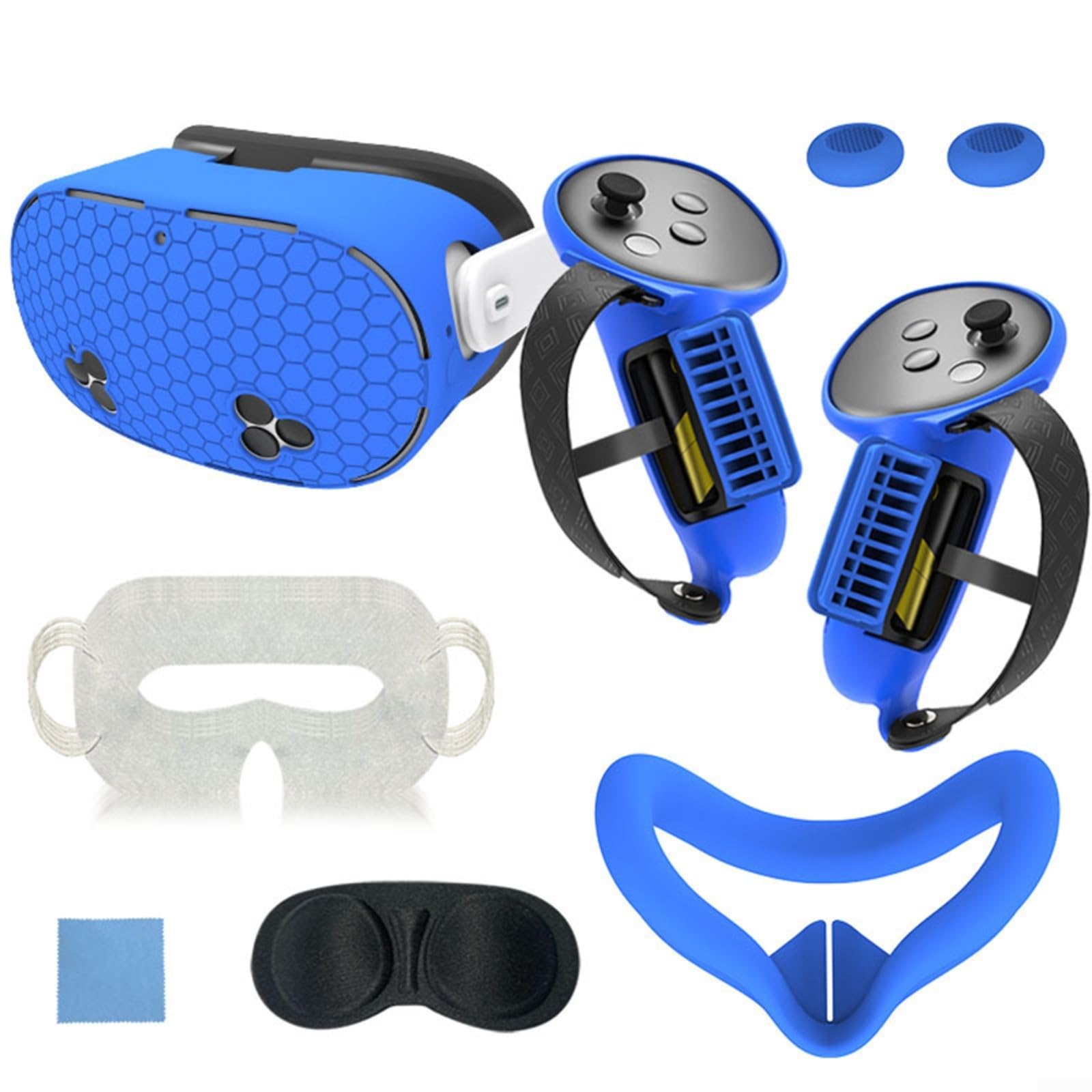 Set di coperture protettive in silicone per cuffie Meta per 3S VR, kit da 7 pezzi con nasello anti-perdite e protezione per lenti (nero)