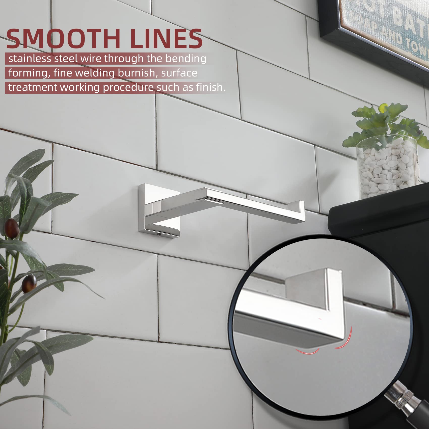 KOKOSIRI Chrome Toilet Paper Holder for Kitchen Bathroom Washroom Toilet Tissue Roll Holder Hold Mega Rolls Stainless Steel, Wall Mounted B2006CH — Amazon image 4