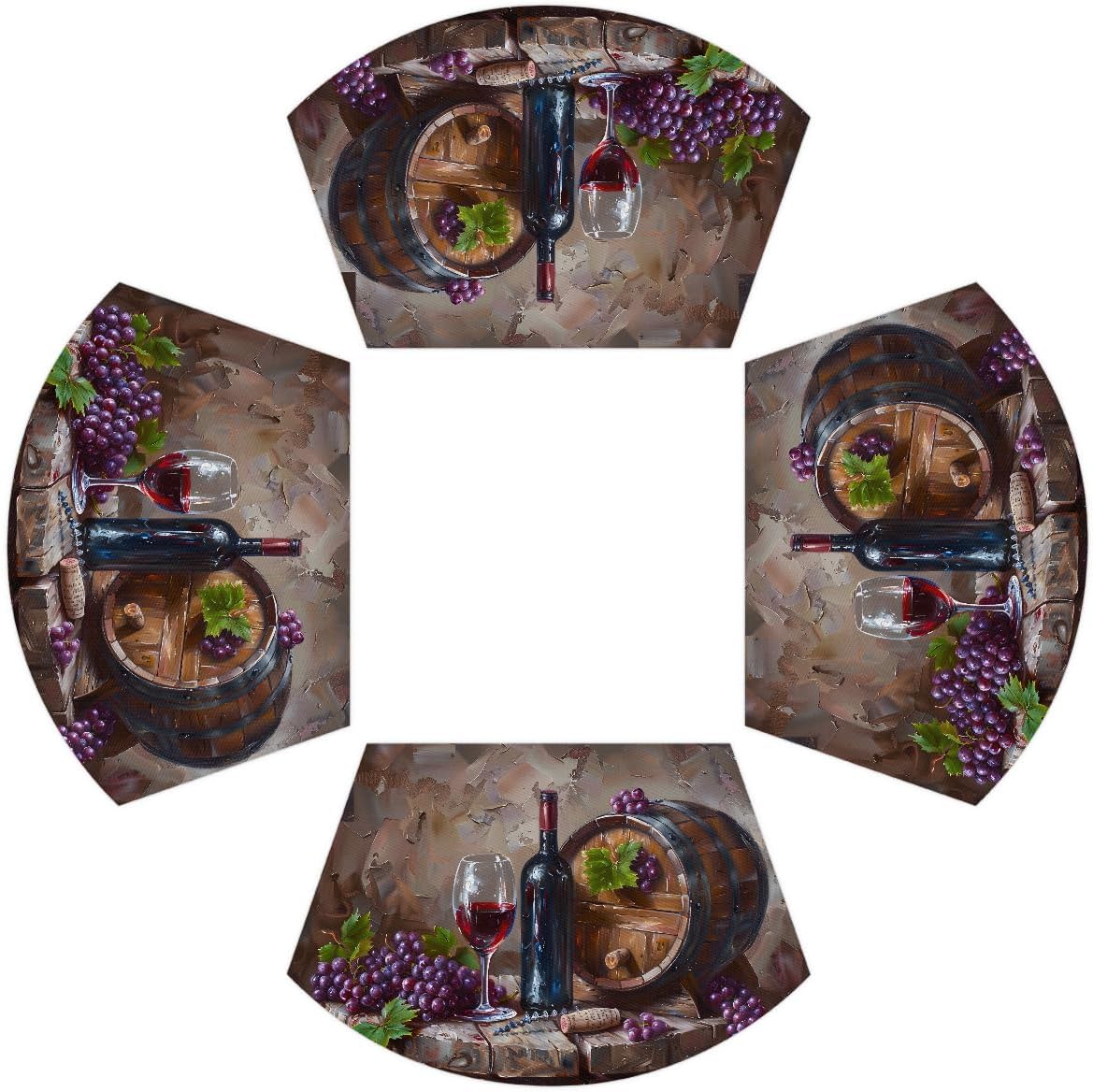 Grape Wine Cup Wedge Placemats Set of 4pcs PVC Washable 4pcs Wedge Place mats Round Table mat Wipeable Plastic Dining Table mats for Kitchen Indoor Outdoor Patio Table Decor