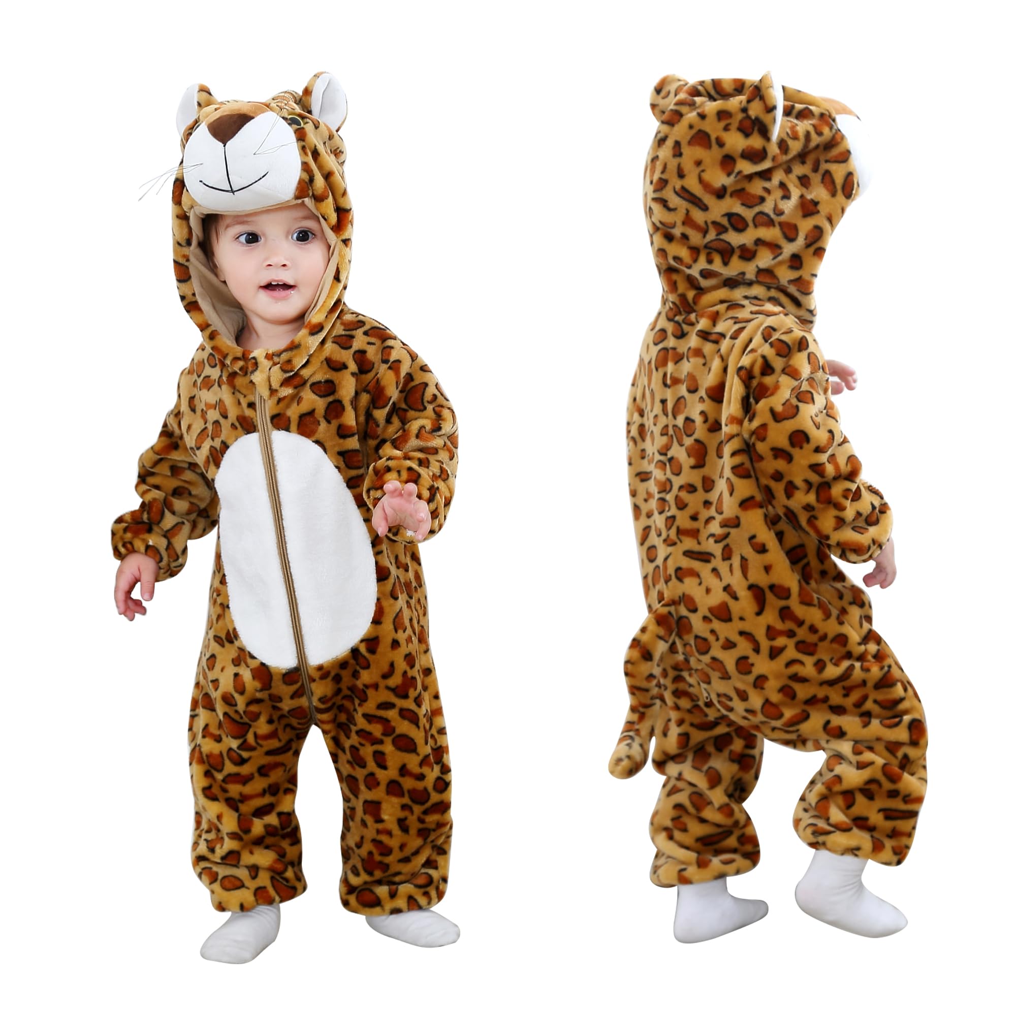 Kapuzen Body für Babys Winter Flanell Overall Schlafanzug 2-36 Monate