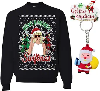 wild custom apparel Have A Merry Swift Tay Ugly Christmas Crewneck Sweatshirt
