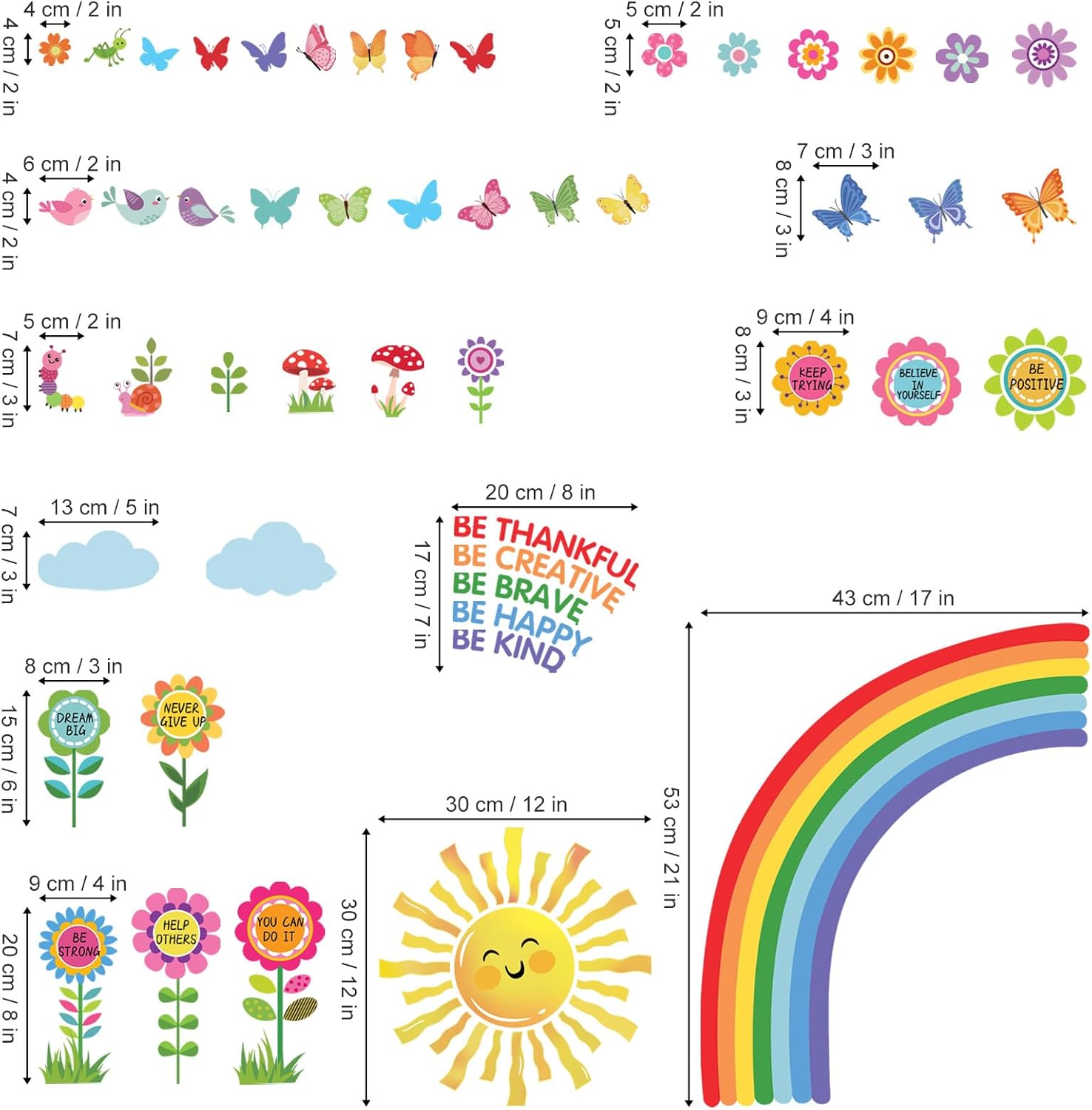 decalmile Rainbow Flower Reading Corner Inspirational Wall Decals Stickers