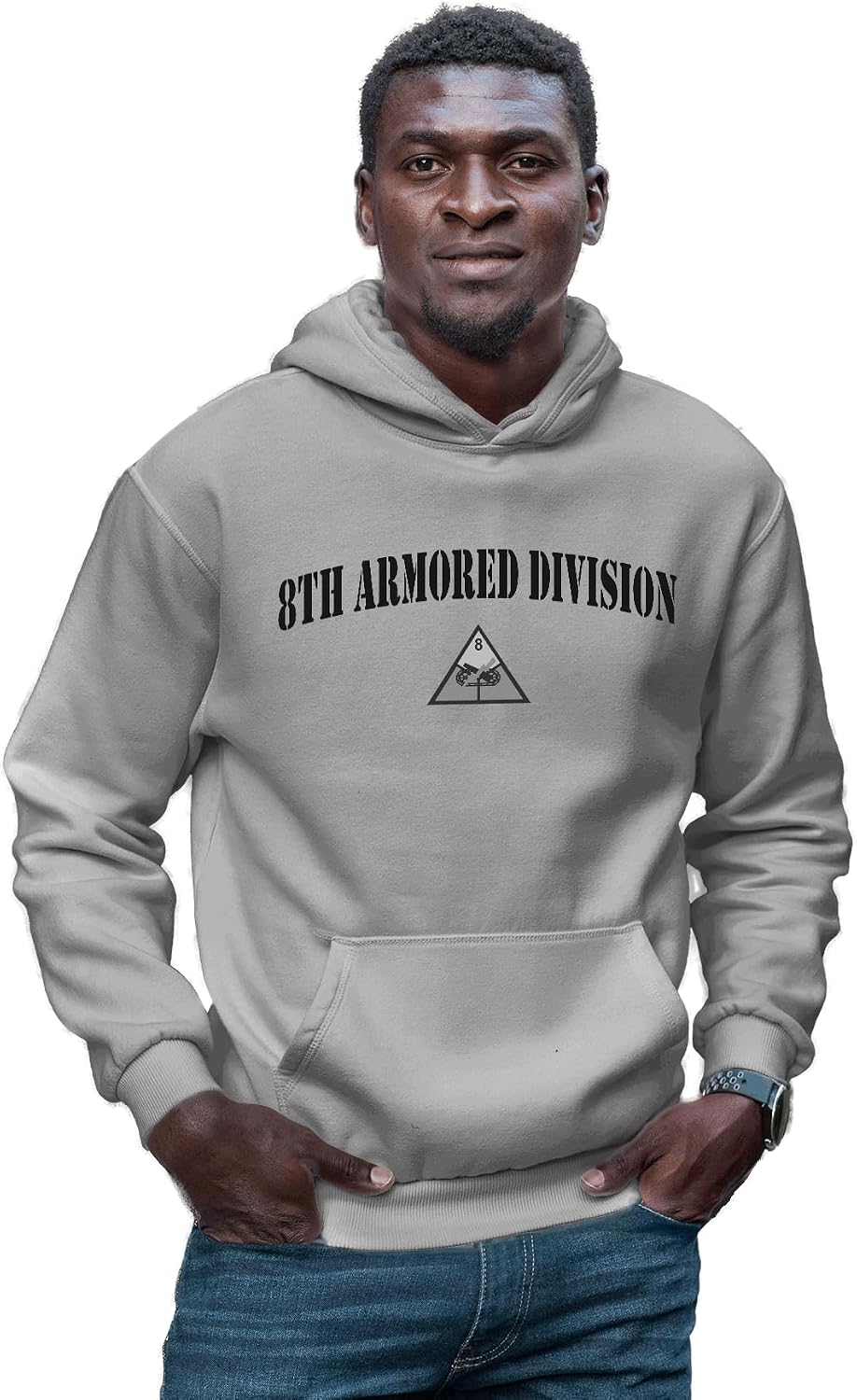 Military Productions US Army 8th Armored Division Subdued Hooded Sweatshirt Officially Licensed
