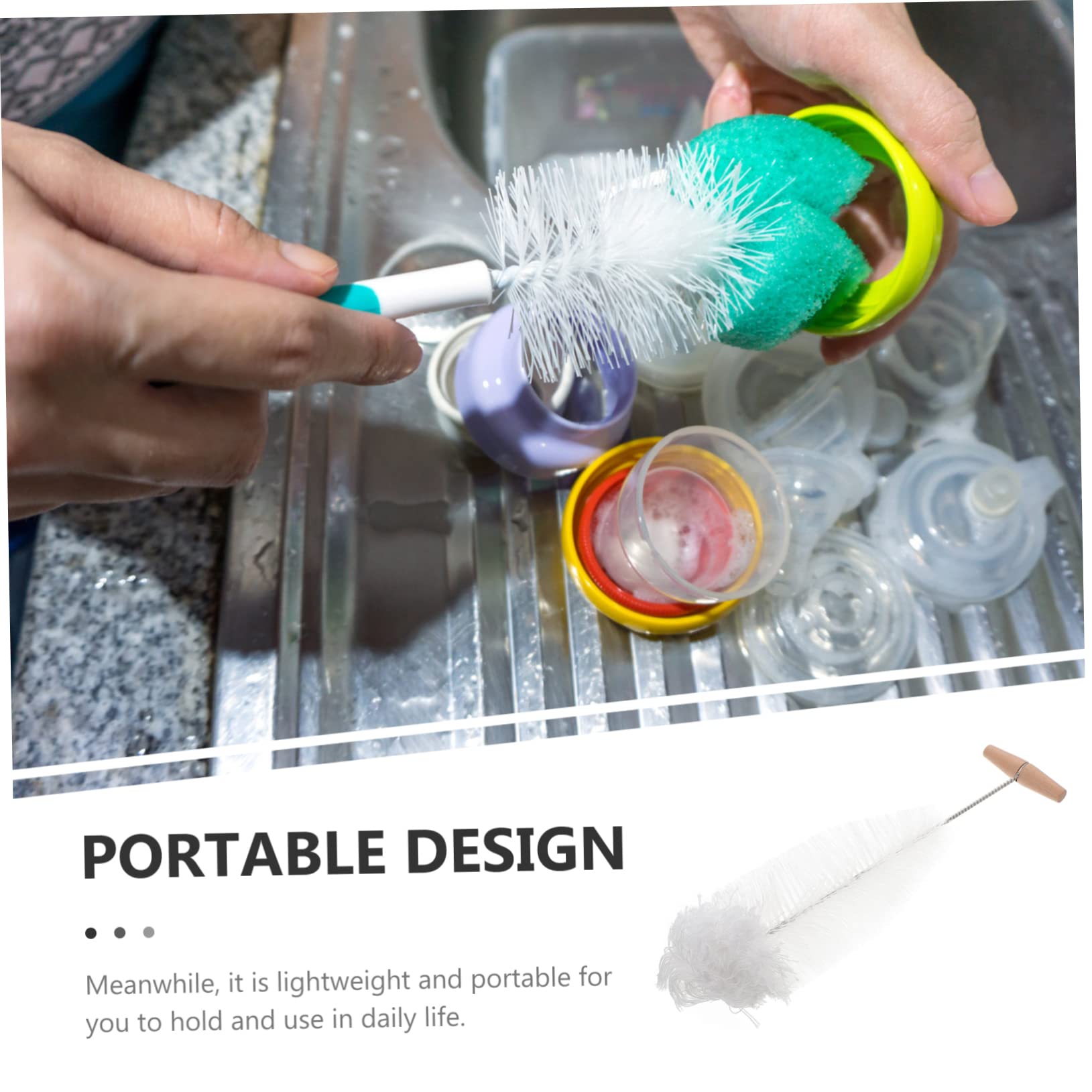 FOMIYES Tube Cleaner 3pcs Bottle Cleaning Brush Bristle Bottle Brush Cleaner Brush Water Mug Brush Water Bottle Cleaner Dish Cleaner Bottle Washing Machine Water Cup Wooden