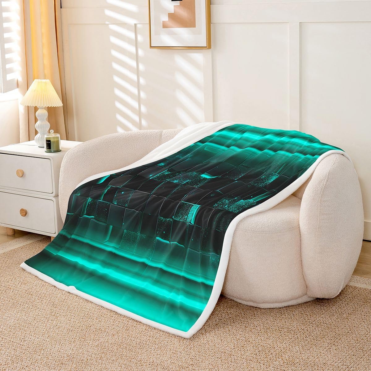 Erosebridal Football Fleece Blanket Twin 60"x80" Rugby Sherpa Blanket Ball Games Gaming Sports Kids Boys Men Girls Competition Black Brown Warm Fuzzy Plush Throw