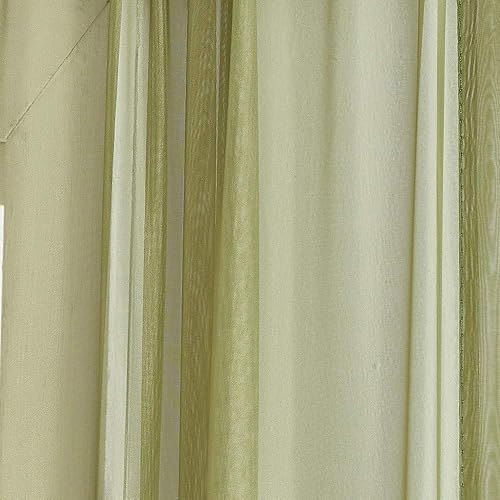 Miniatura 3 de Bufanda transparente extra larga de 56 pulgadas de ancho x 288 pulgadas de largo (24 pies) de color verde salvia. Los tratamientos de gasa para