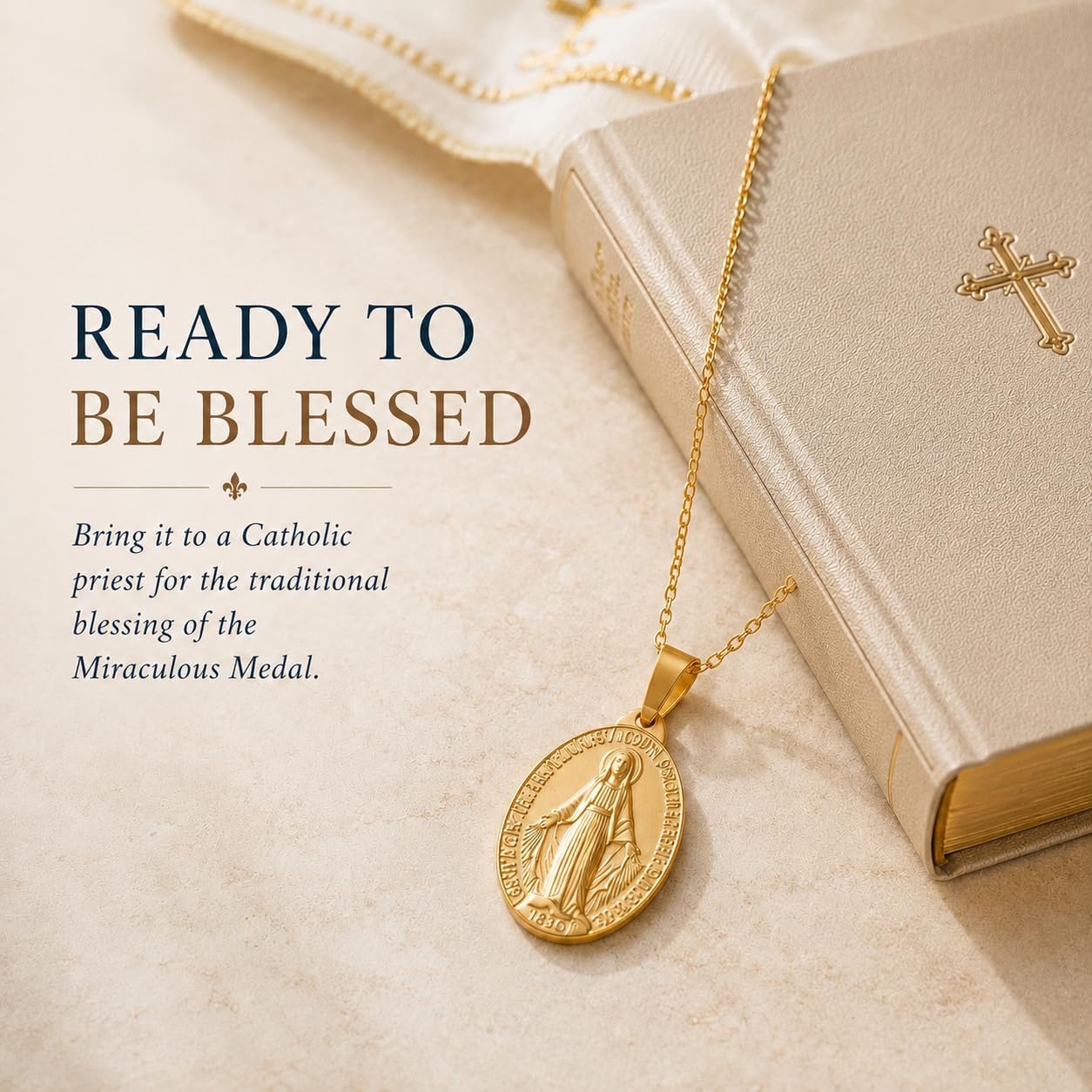 18K Gold Plated St. Benedict & Miraculous Medal Necklace