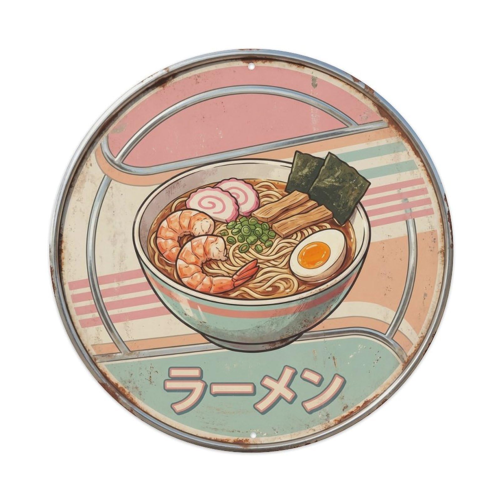 Cxhjca 8X8inch(20X20cm) Ramen Japanese Noodle Bar Retro Diner Food Noodles Metal Tin Sign