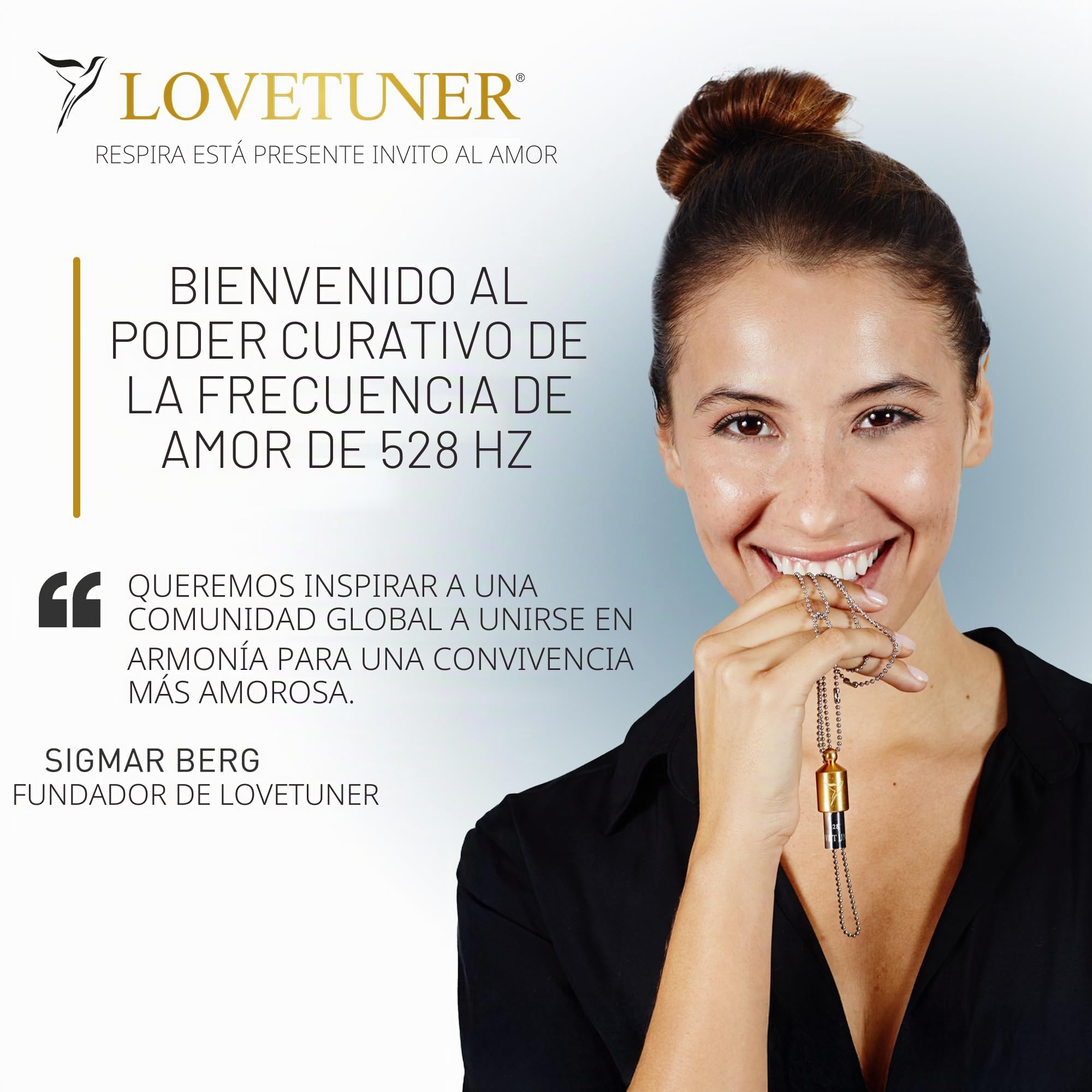LOVETUNER Collar de afinación de meditación 528 hz Frecuencia del amor | Dispositivo de atención plena para aliviar la ansiedad y el estrés (Cadena de bolas de bronce)