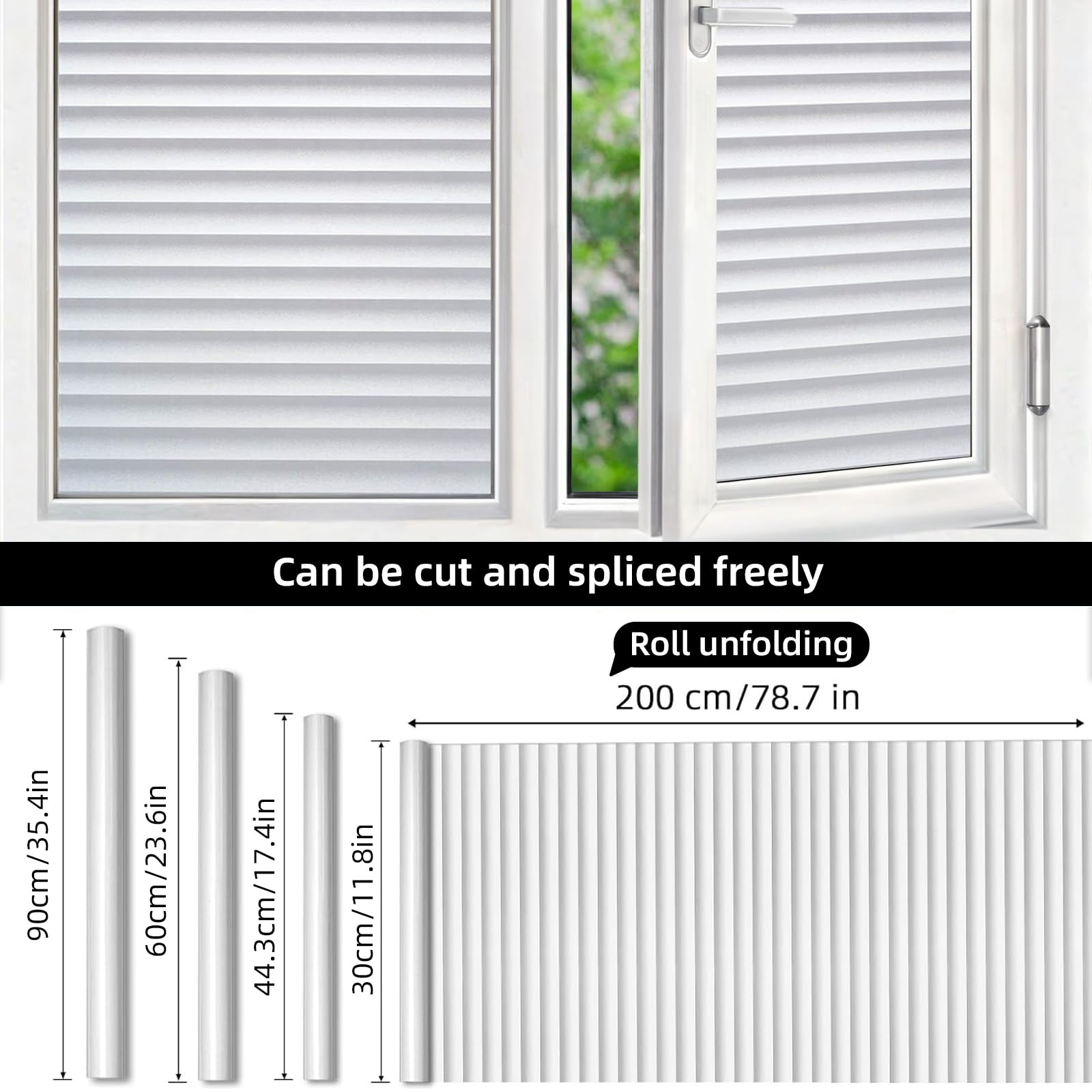 DERZGAO Película Decorativa De Privacidad Con Patrón De Persianas Pelicula De Privacidad Extraible Anti Uv Para Ventanas De Vidrio Para Bano